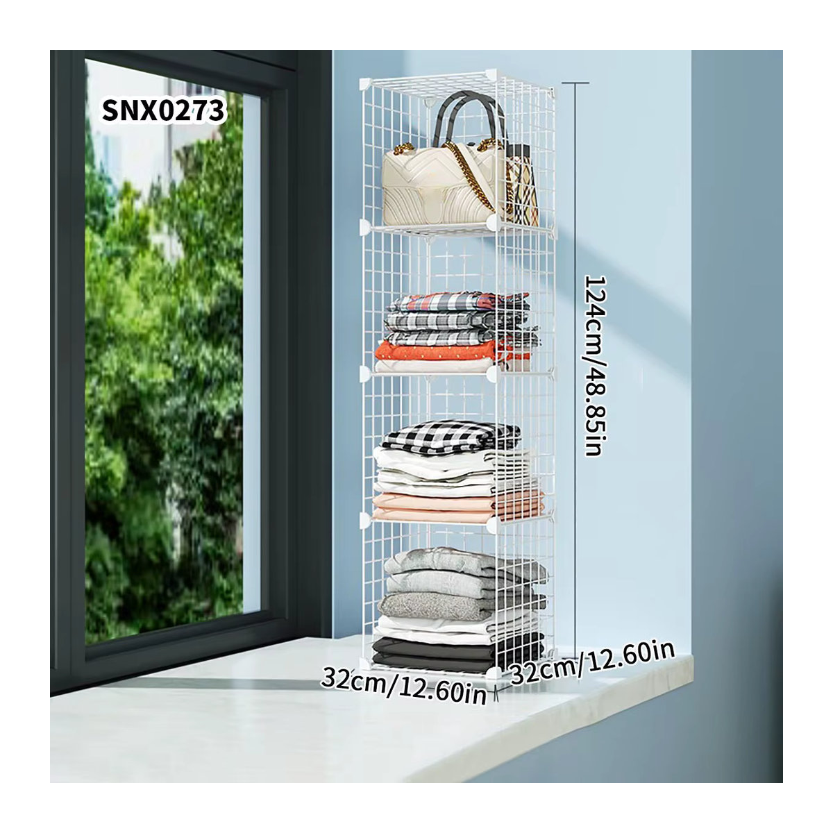 Minimalistisches Bücherregal aus Metall in Weiß als multifunktionale Aufbewahrungslösung für Fenster und Balkon - Bild 2