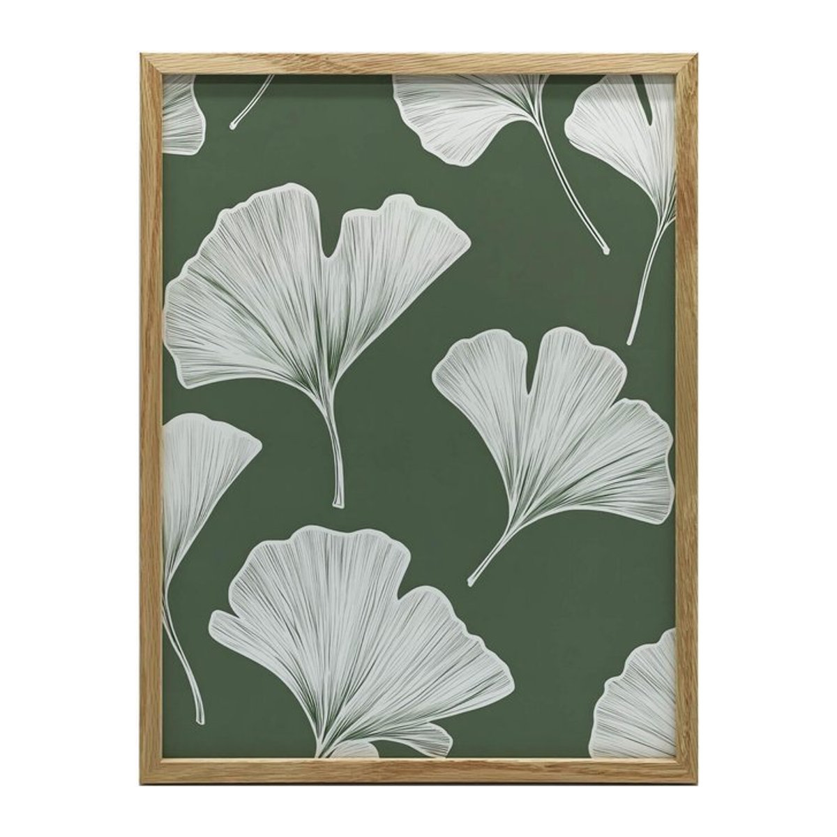 Minimalistisches Poster mit Ginkgo Biloba Blättern von Marcin Zbijowski in hellem Eichenholz-Rahmen, Breite: 30 cm, Höhe: 40 cm - Bild 1