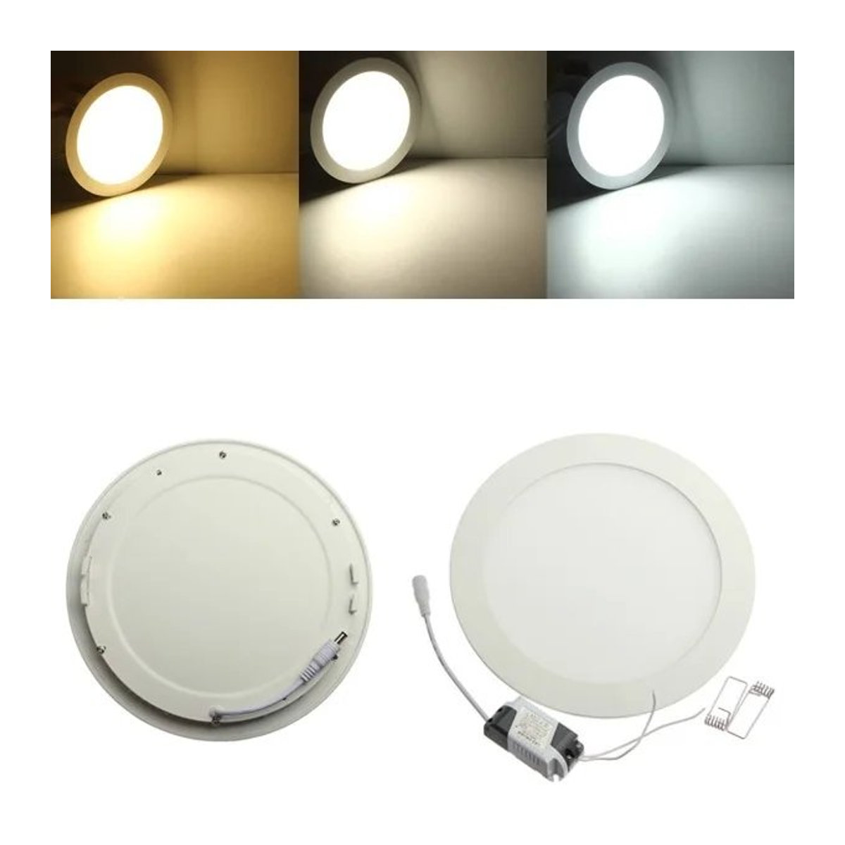 Minimalistisches Ultradünnes LED-Panel-Downlight als runde LED-Deckeneinbauleuchte, dimmbar, AC85–265 V - Bild 1
