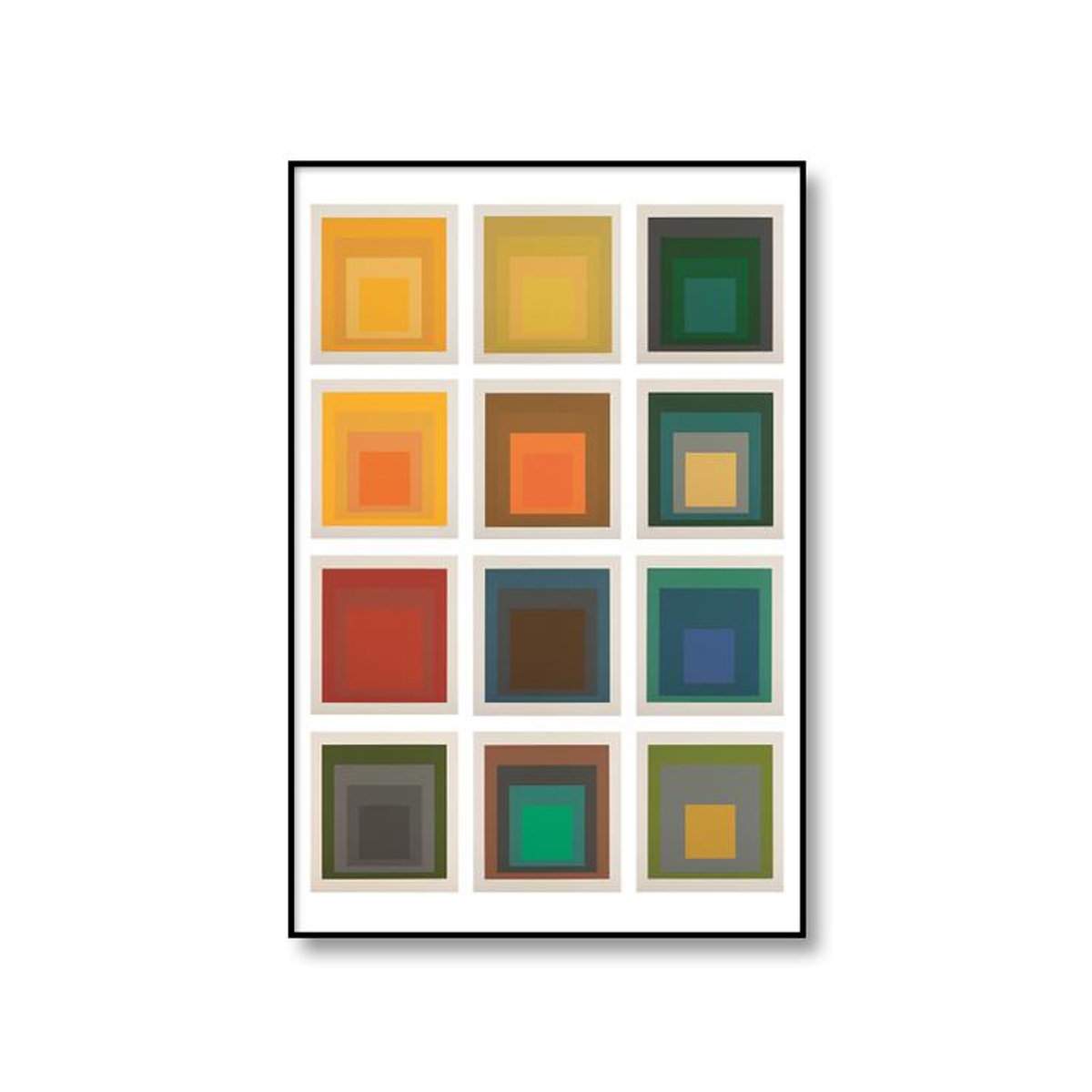 Minimalistisches Wandbild Josef Albers, abstrakte Kunst auf Leinwand, mehrfarbig, B/H: 30 x 40 cm, rahmenlos - Bild 3