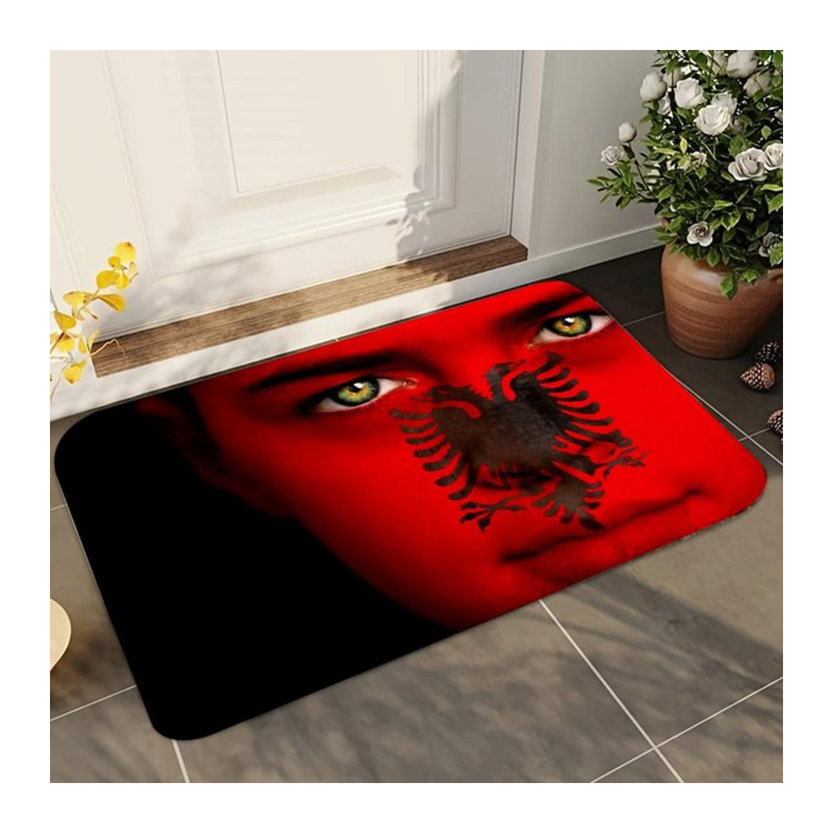 Miniso Badezimmermatte Albanien Flagge rot, rechteckig, B/B: 40 x 60 cm - Bild 1