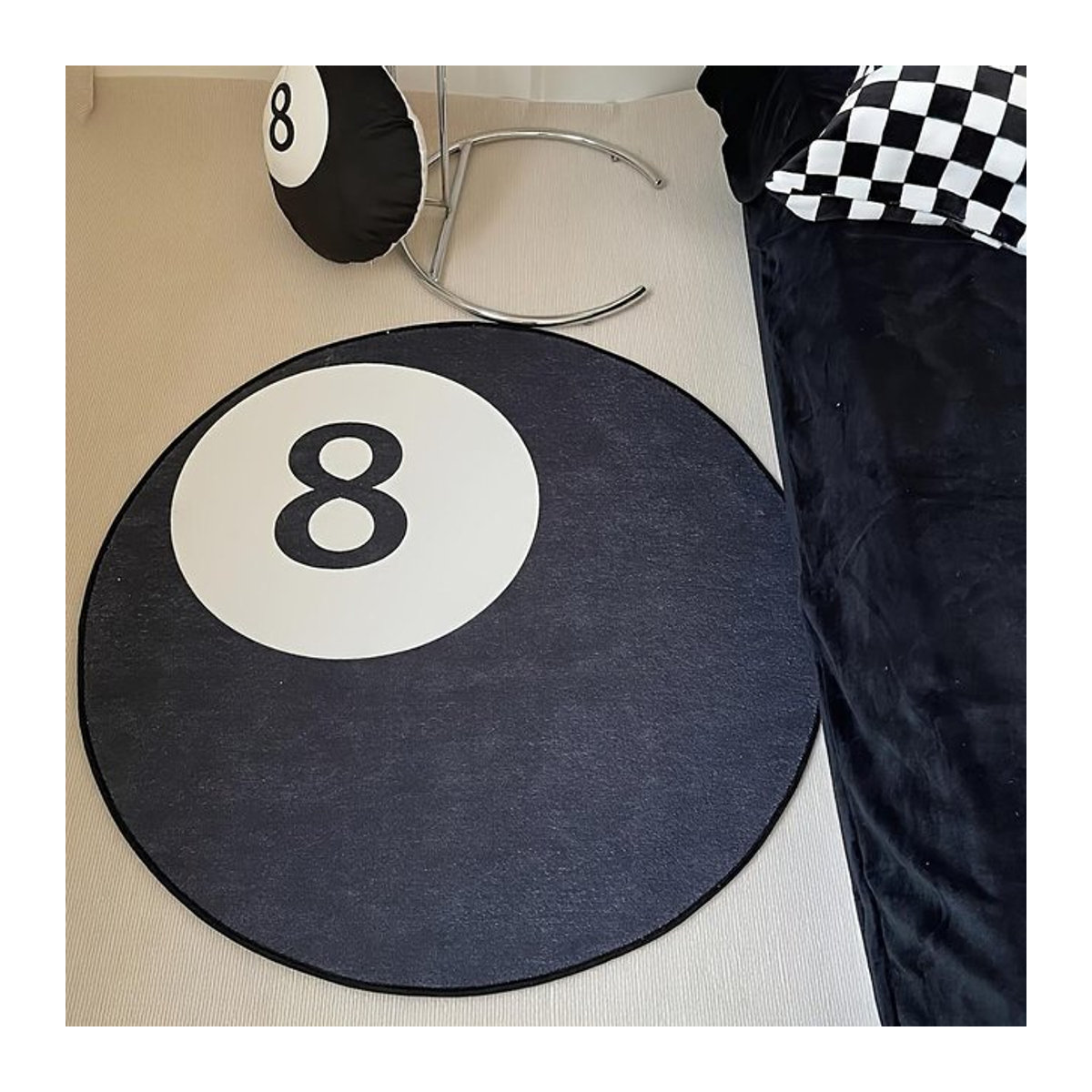 Miniso Billard Teppich Schwarz, rutschfester Teppich für Schlafzimmer und Wohnzimmer, B/B: 120 x 120 cm - Bild 1