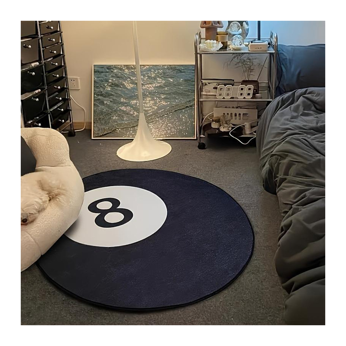 Miniso Billard Teppich Schwarz, rutschfester Teppich für Schlafzimmer und Wohnzimmer, B/B: 120 x 120 cm - Bild 2