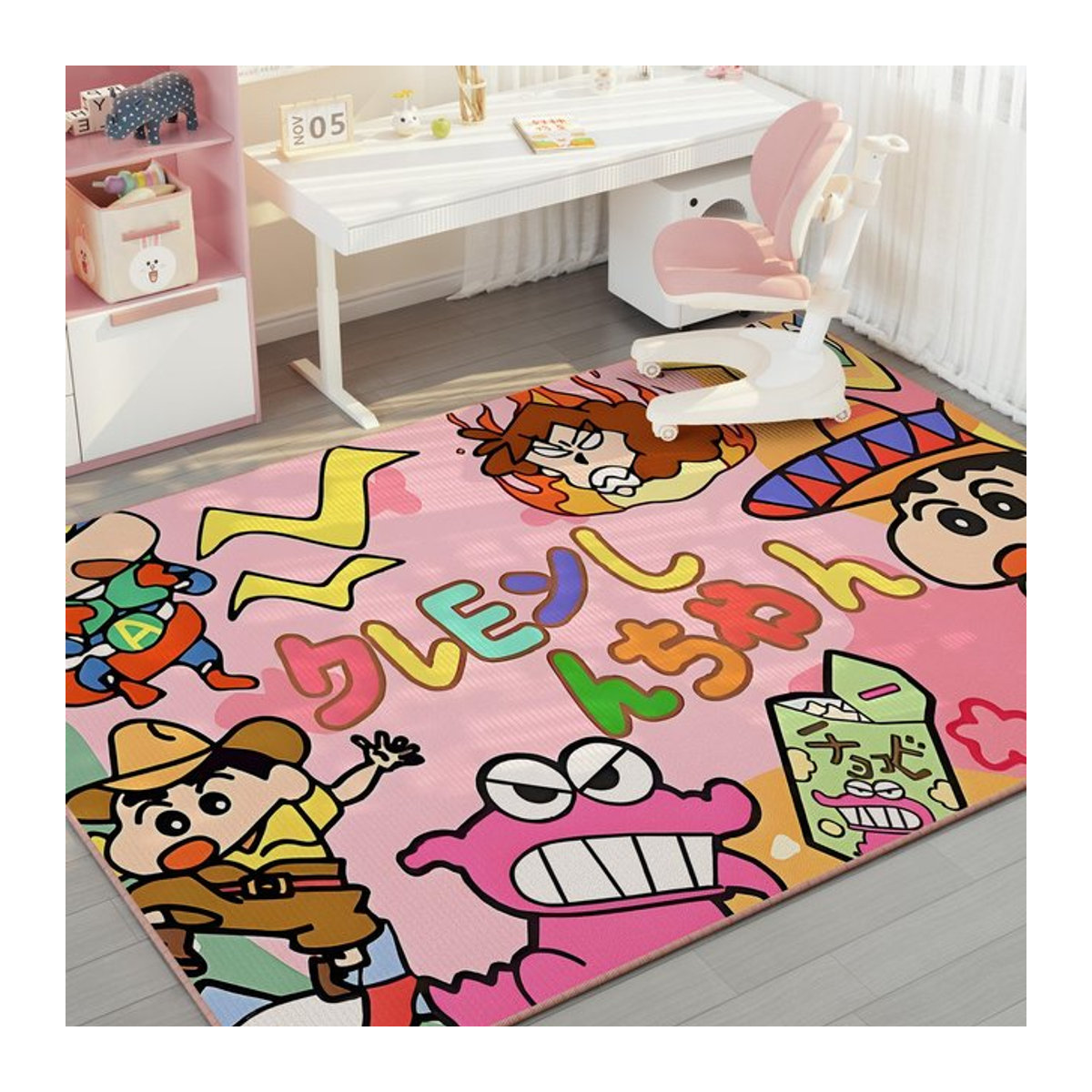 MINISO Crayon Shin Chan Kinderzimmer Teppich für Schreibtisch und Lesebereich, Multicolor, B/T: 60 x 40 cm - Bild 1