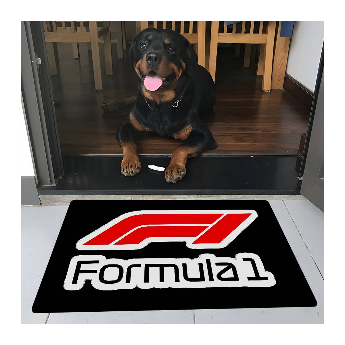 Miniso F-Formel 1 Logo Fußmatte Schwarz, rutschfest und wasserabsorbierend, B/B/H: 90 x 60 cm - Bild 2