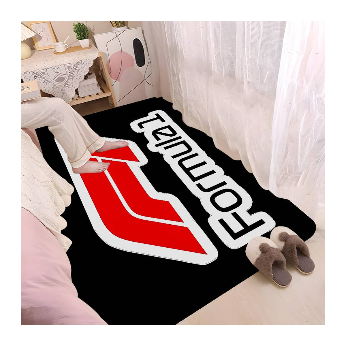 Miniso F-Formel 1 Logo Fußmatte Schwarz, rutschfest und wasserabsorbierend, B/B/H: 90 x 60 cm - Bild 4