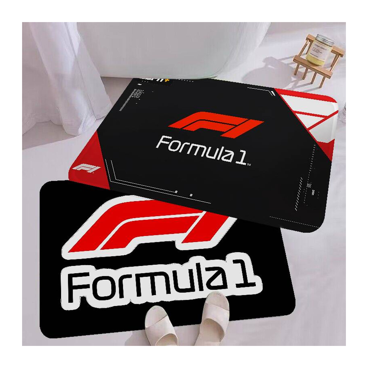 Miniso F-Formel 1 Logo Fußmatte Schwarz, rutschfest und wasserabsorbierend, B/B/H: 90 x 60 cm - Bild 6