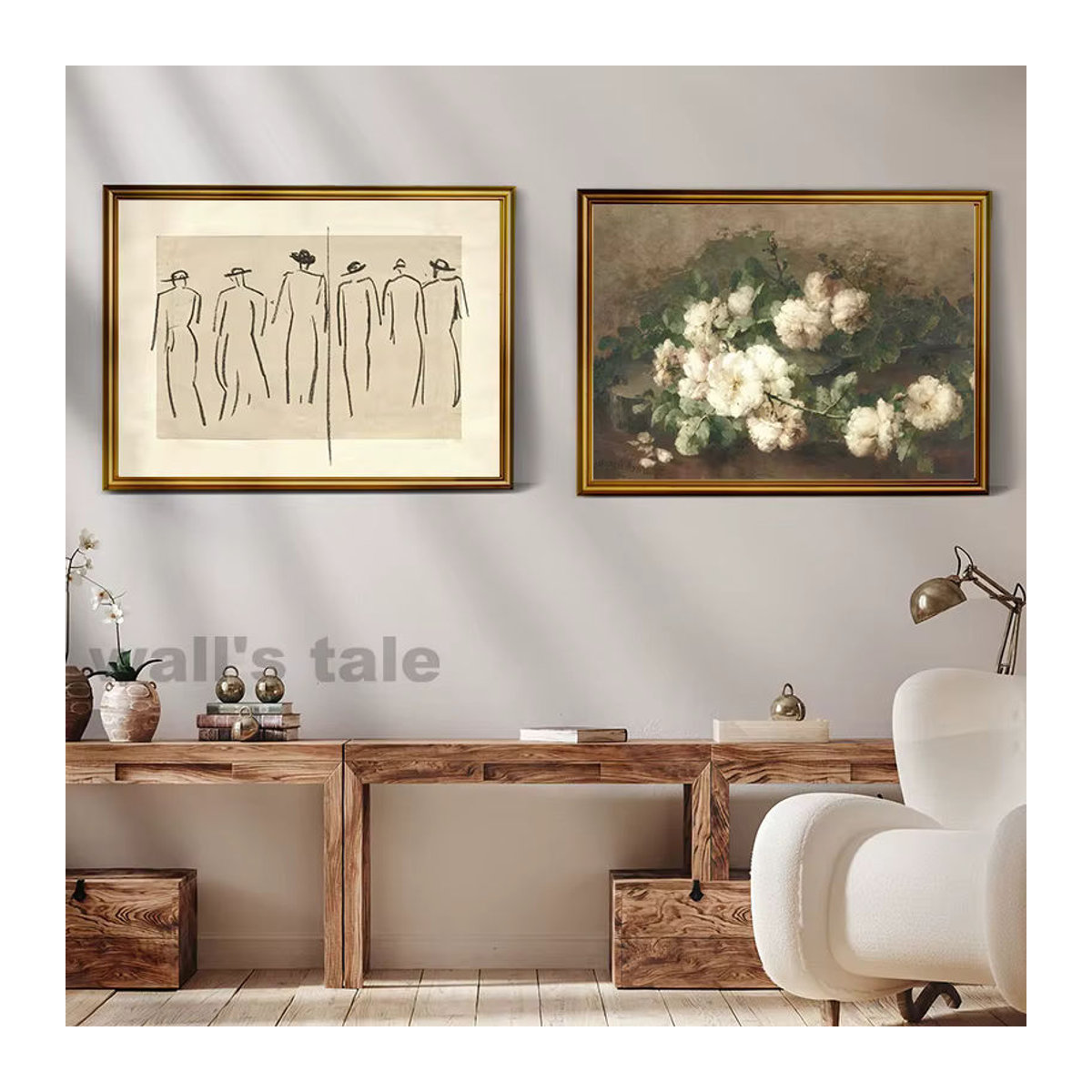 MINISO Leinwand Wandbild mit Segelboot und Blumen in Querformat, rustikaler maritimer und floraler Stil, mehrfarbig - Bild 1