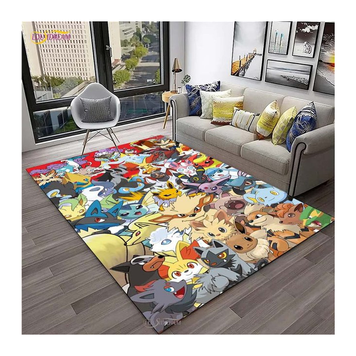 Miniso Pokemon Pikachu Cartoon Anime Rutschfeste Bodenmatte für Wohnzimmer Schlafzimmer und Kinderzimmer, Multicolor, B: 120 cm, L: 160 cm - Bild 1