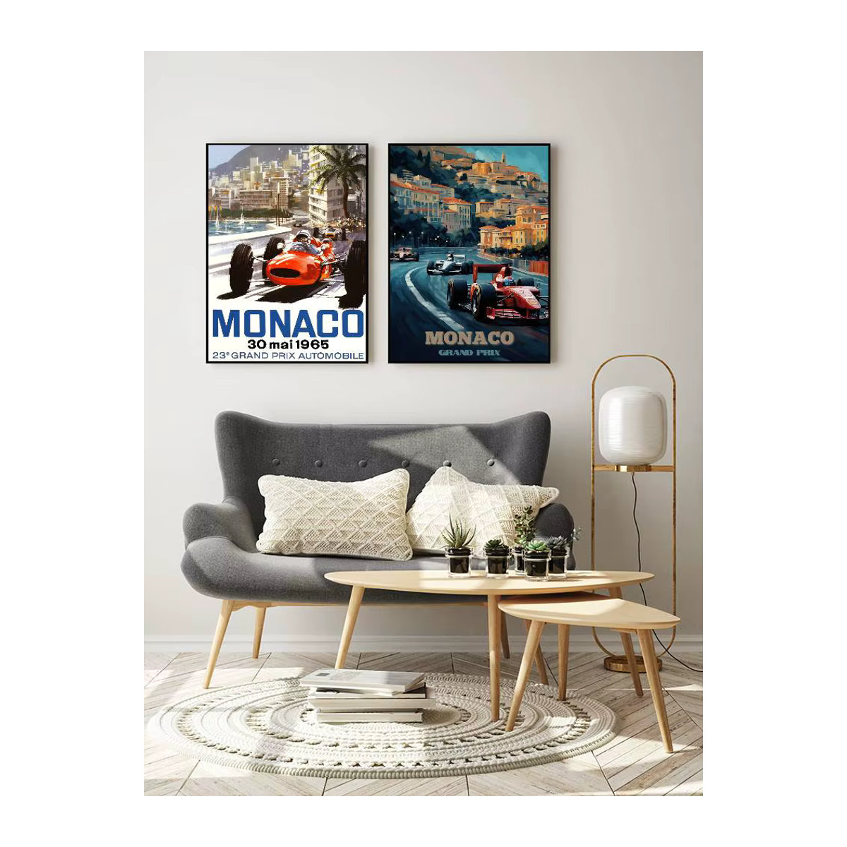 MINISO Vintage Monaco Prix F1 Racing Poster Aufkleber, wasserfester Wandkunst-Druck für Wohnzimmer und Schlafzimmer, mehrfarbig, rechteckig - Bild 7