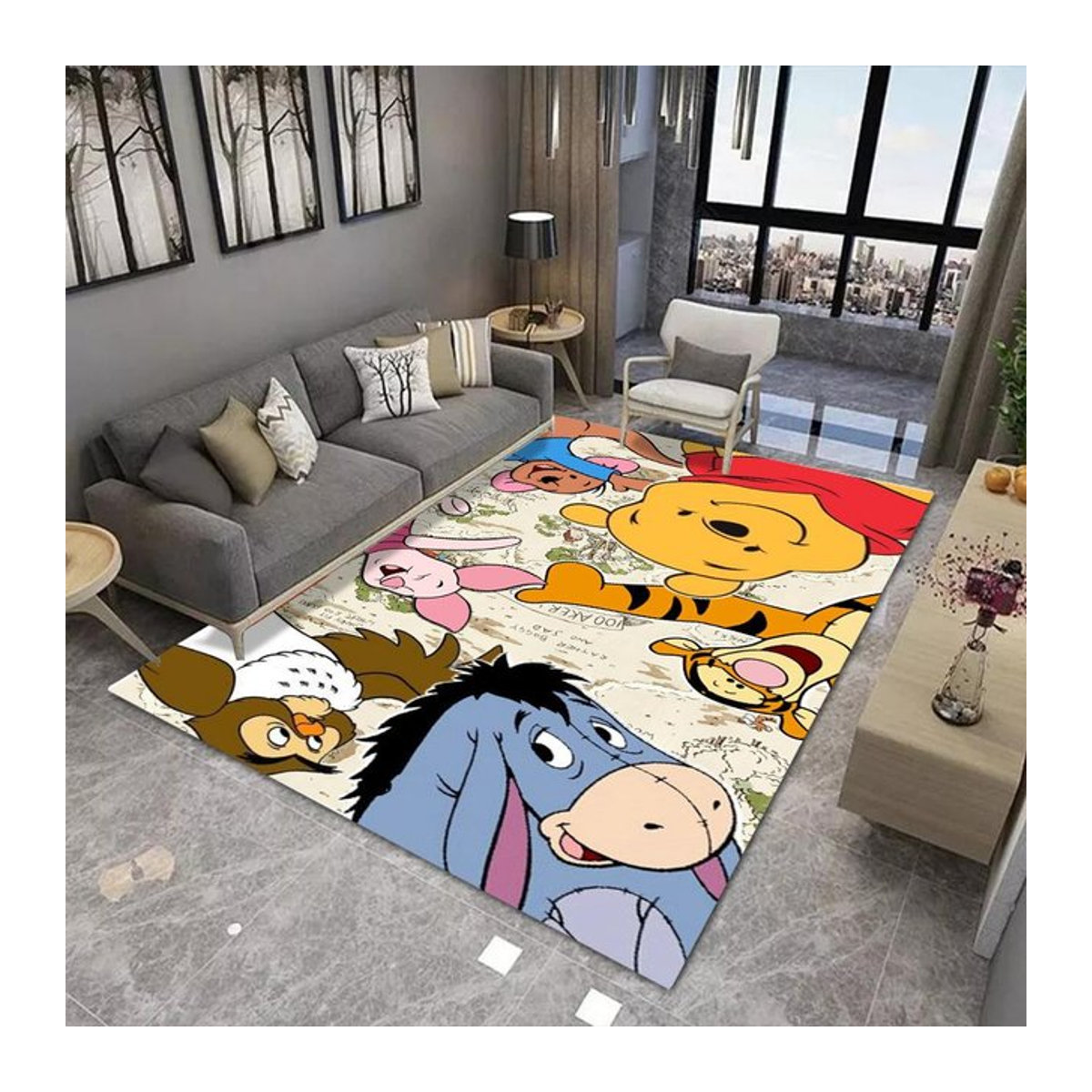 Miniso Winnie Puuh Druckteppich Rutschfeste Bodenmatte für Wohnzimmer Schlafzimmer und Küche B/B: 80 x 120 cm - Bild 1