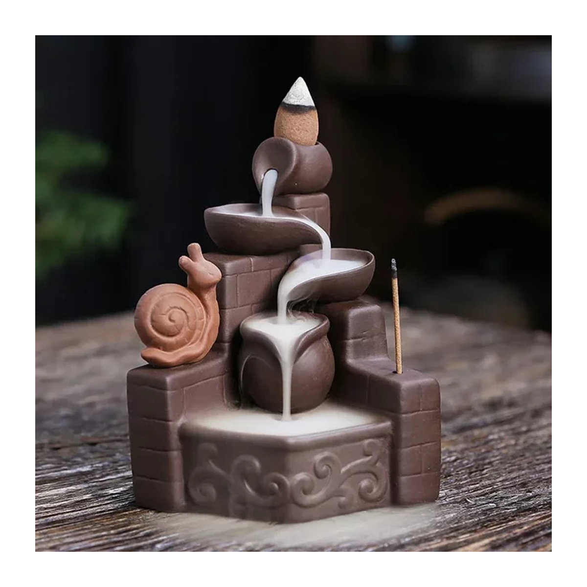 MINITAKING Schnecken Weihrauchbrenner aus Keramik in Lila und Braun für Zen Meditation und Feng Shui Dekoration - Bild 1