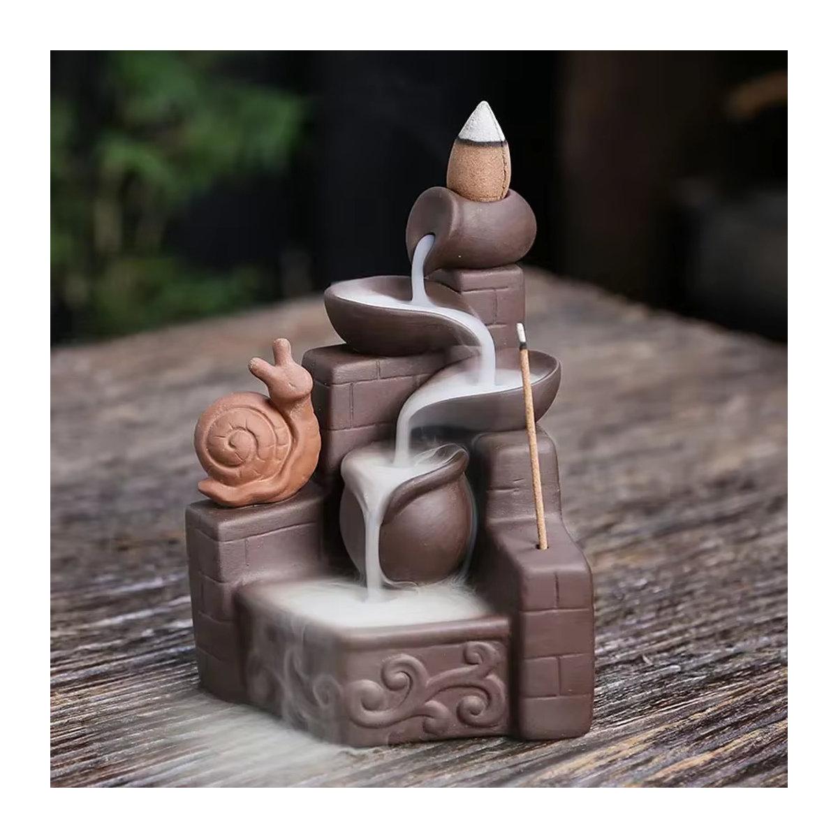 MINITAKING Schnecken Weihrauchbrenner aus Keramik in Lila und Braun für Zen Meditation und Feng Shui Dekoration - Bild 2