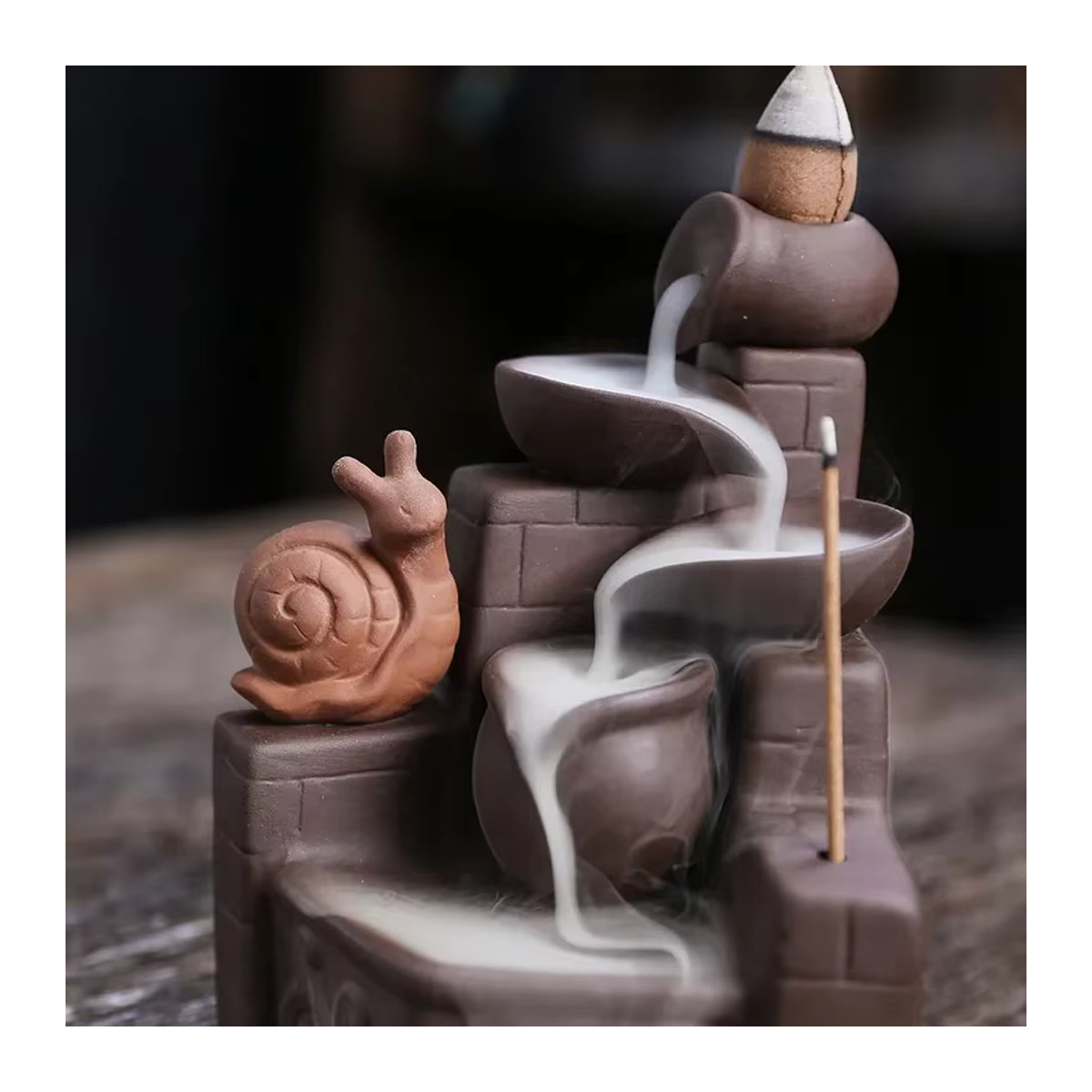 MINITAKING Schnecken Weihrauchbrenner aus Keramik in Lila und Braun für Zen Meditation und Feng Shui Dekoration - Bild 3