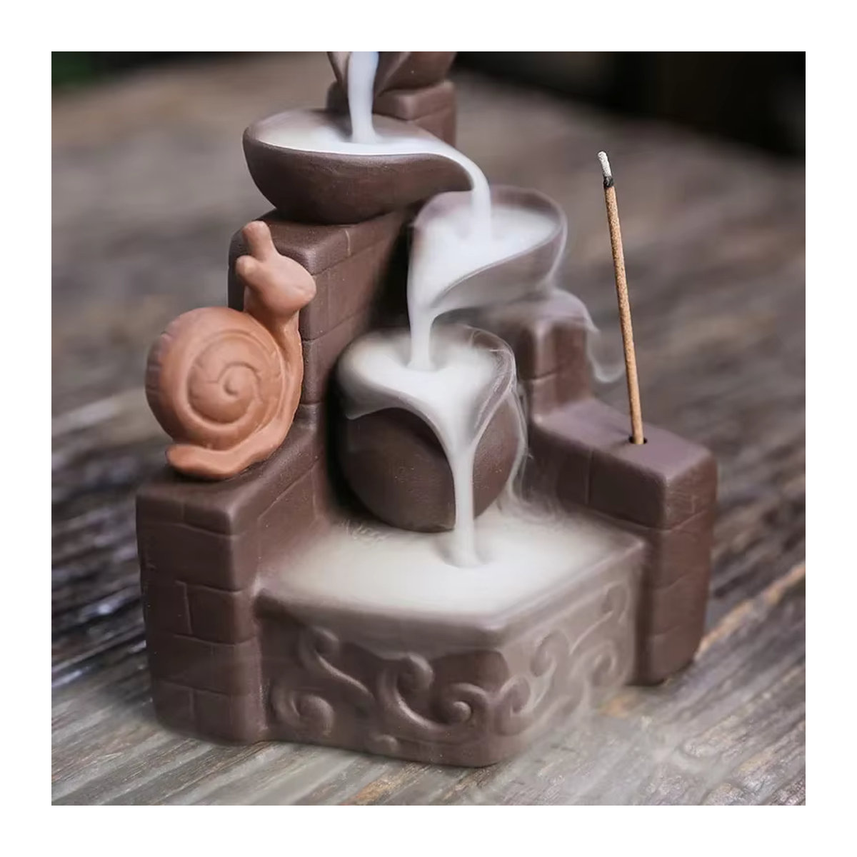 MINITAKING Schnecken Weihrauchbrenner aus Keramik in Lila und Braun für Zen Meditation und Feng Shui Dekoration - Bild 4