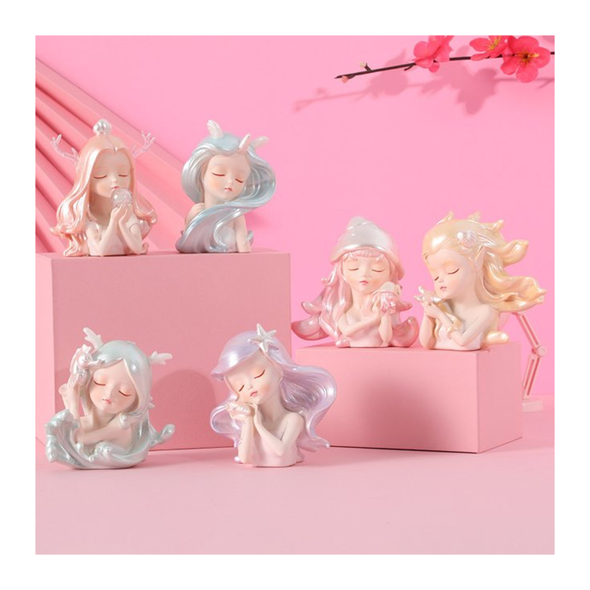 Misome Ozean Prinzessin Meerjungfrau Ornament aus Kunstharz in Blau und Mehrfarbig für Wohnzimmer und Desktop Dekor - Bild 1
