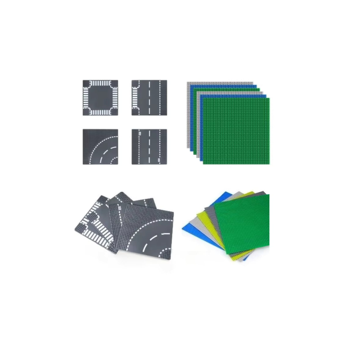 Mitty 4er-Set Bausteine Grundplatten für Stadtverkehr und Autobahn, mehrfarbig, Kunststoff, B/B: 25,5 x 25,5 cm - Bild 5