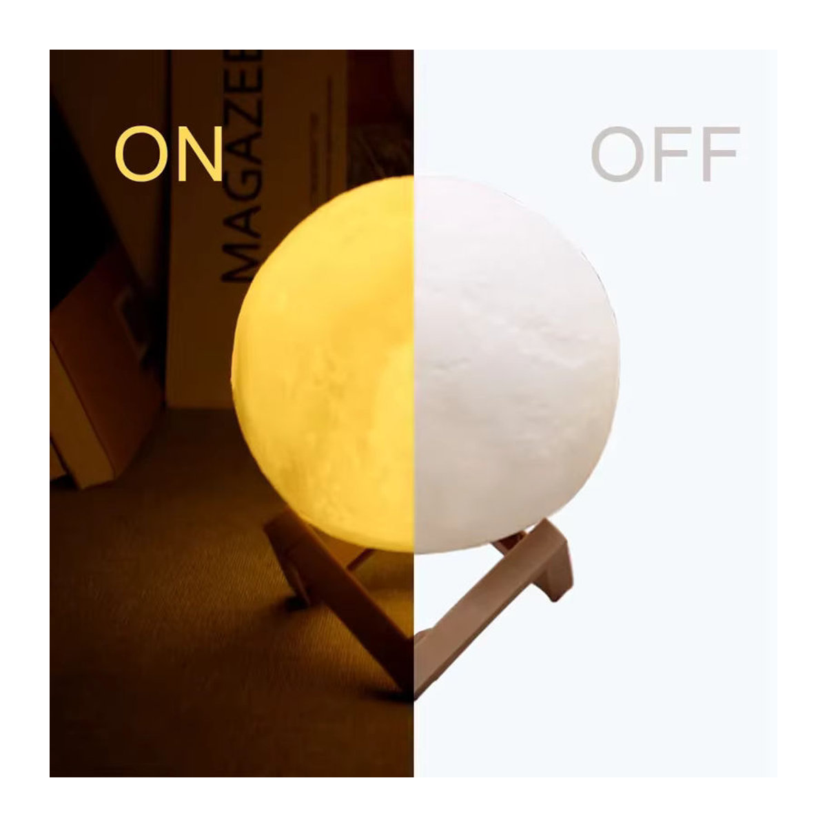 Mitty Mondlichtlampe aus Holz in Weiß im skandinavischen Design als Nachttischlampe, Höhe: 8 cm - Bild 3