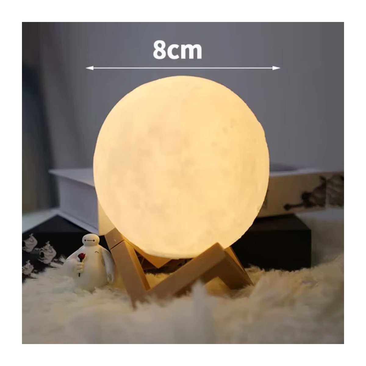 Mitty Mondlichtlampe aus Holz in Weiß im skandinavischen Design als Nachttischlampe, Höhe: 8 cm - Bild 4