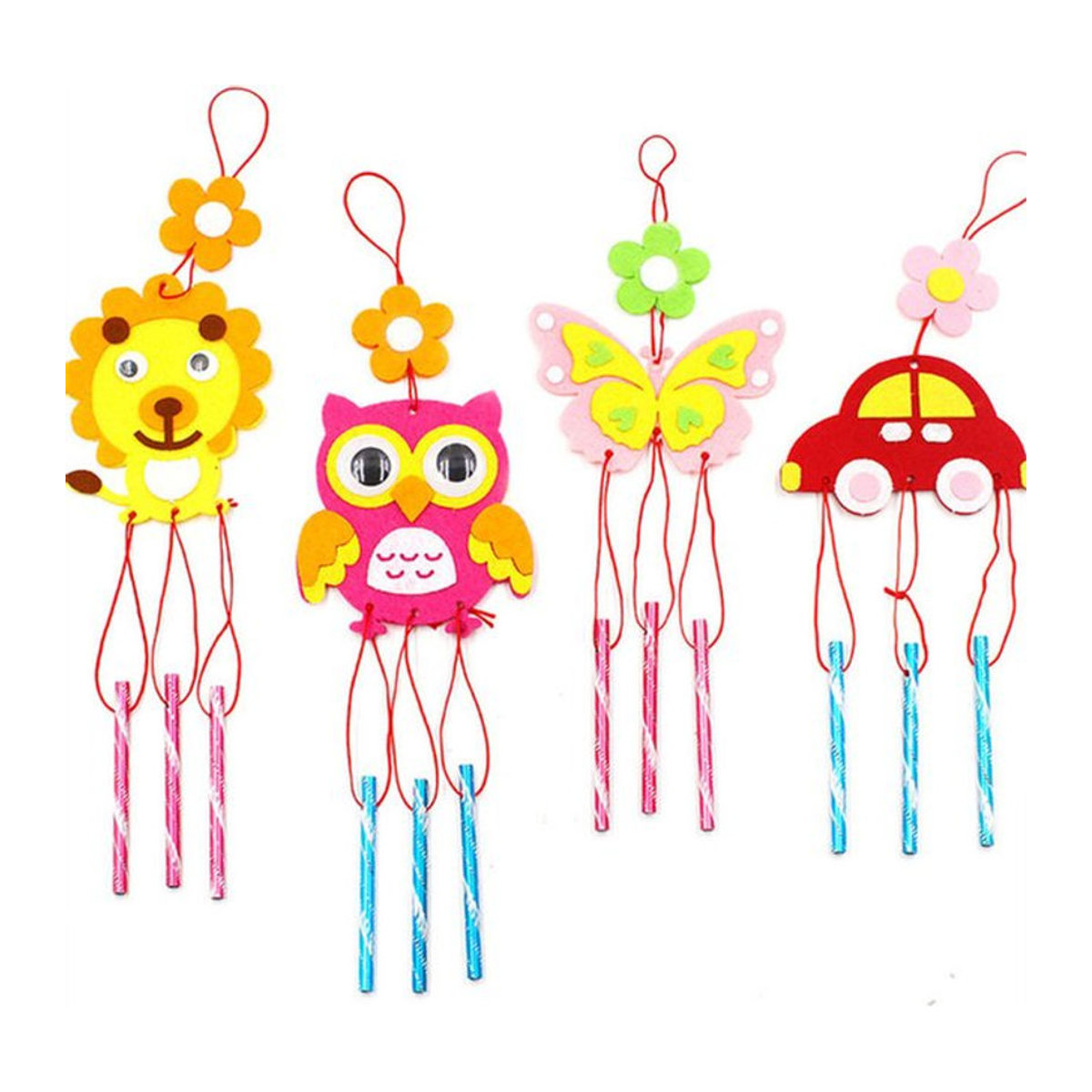 Miuioee Kinder DIY Windspiel Set aus Kunststoff mit Tier-Motiven, 4-teiliges Bastelset für Mädchen, mehrfarbig - Bild 1