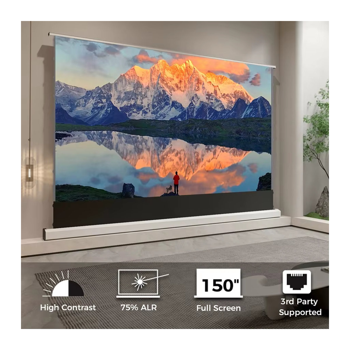 Mivision 8K ALR Projektionsleinwand Grau Perforiert Akustisch Transparent Freistehend für Heimkino - Bild 2
