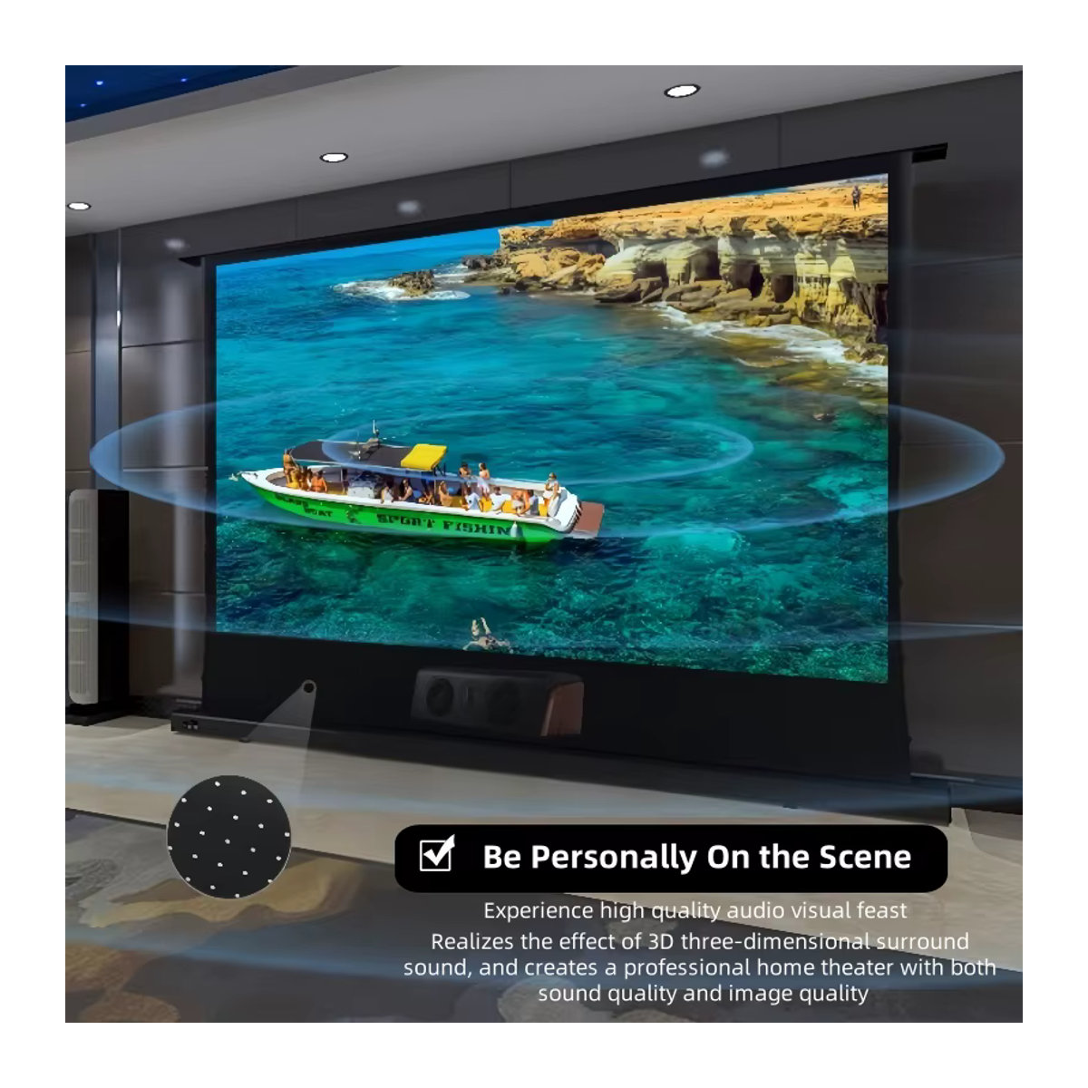 Mivision 8K ALR Projektionsleinwand Grau Perforiert Akustisch Transparent Freistehend für Heimkino - Bild 3