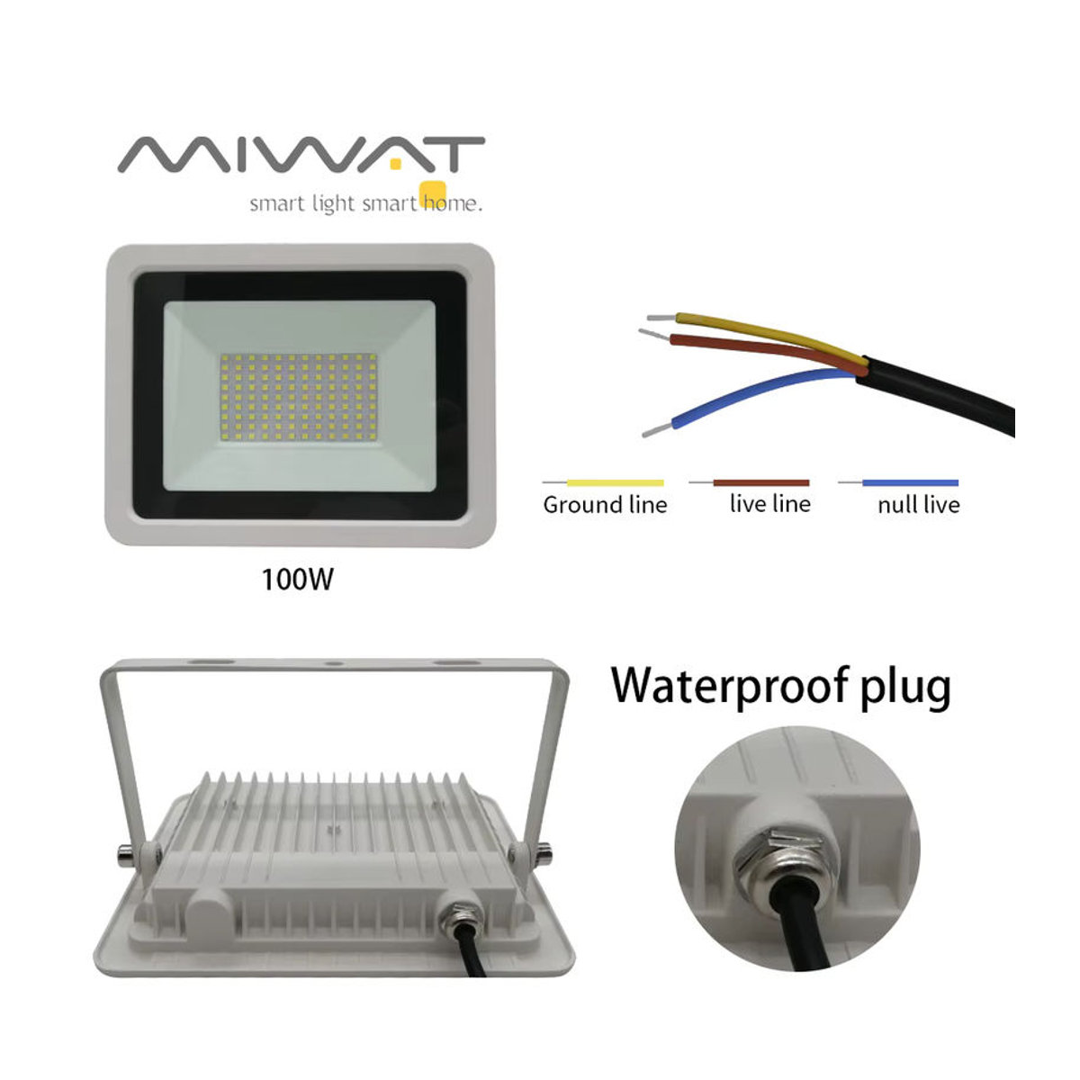 MIWAT LED Außenstrahler wasserdicht in Weiß oder Schwarz mit 100 W - Bild 5
