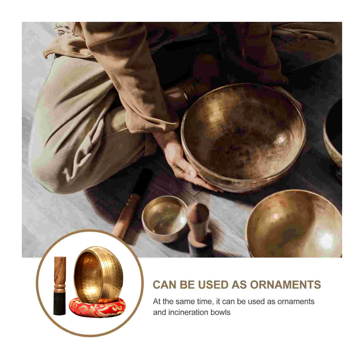 Miwayer Sing Bowl aus Messing handgemacht in Gold für Yoga und Klangtherapie - Bild 2