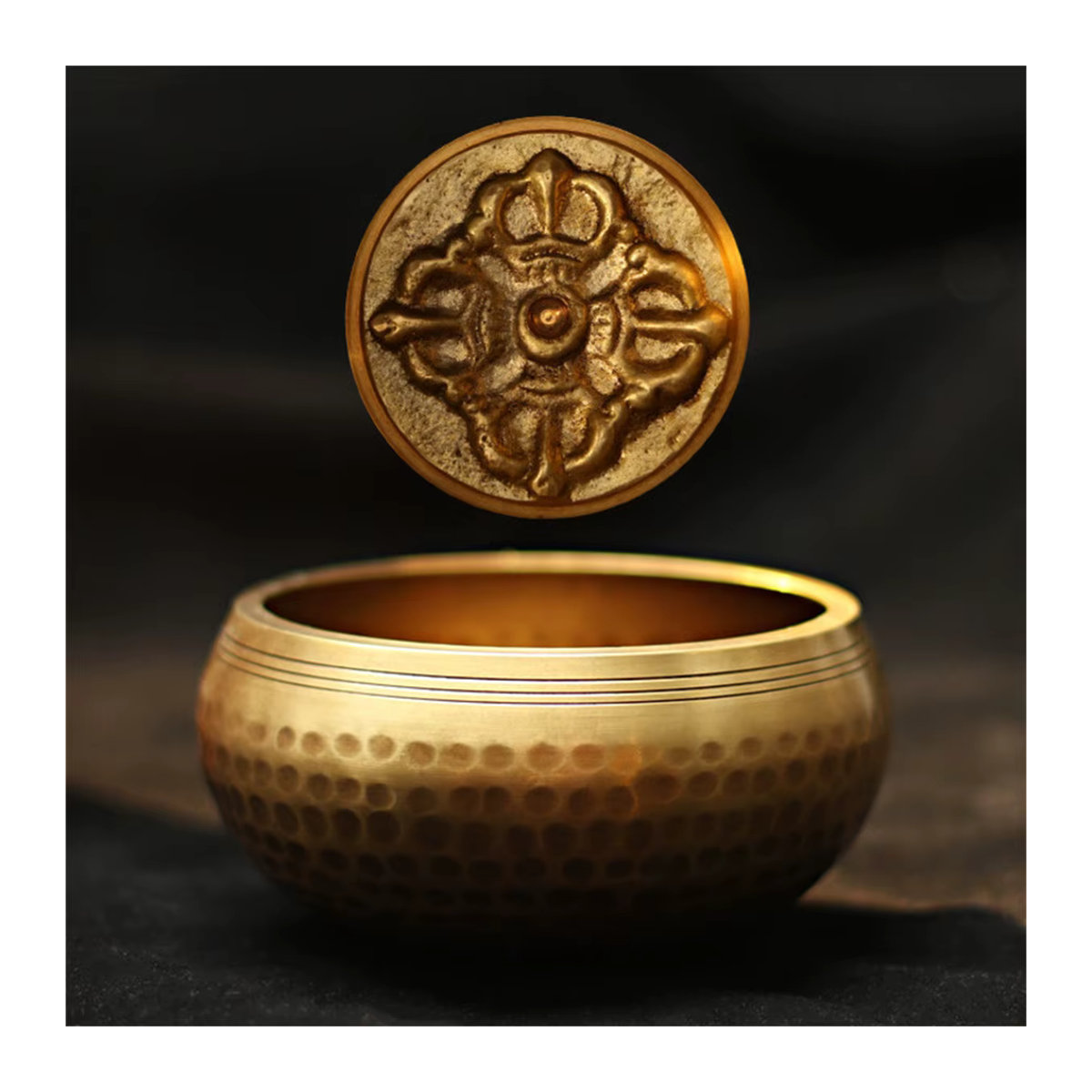 Miwayer Sing Bowl aus Messing handgemacht in Gold für Yoga und Klangtherapie - Bild 3
