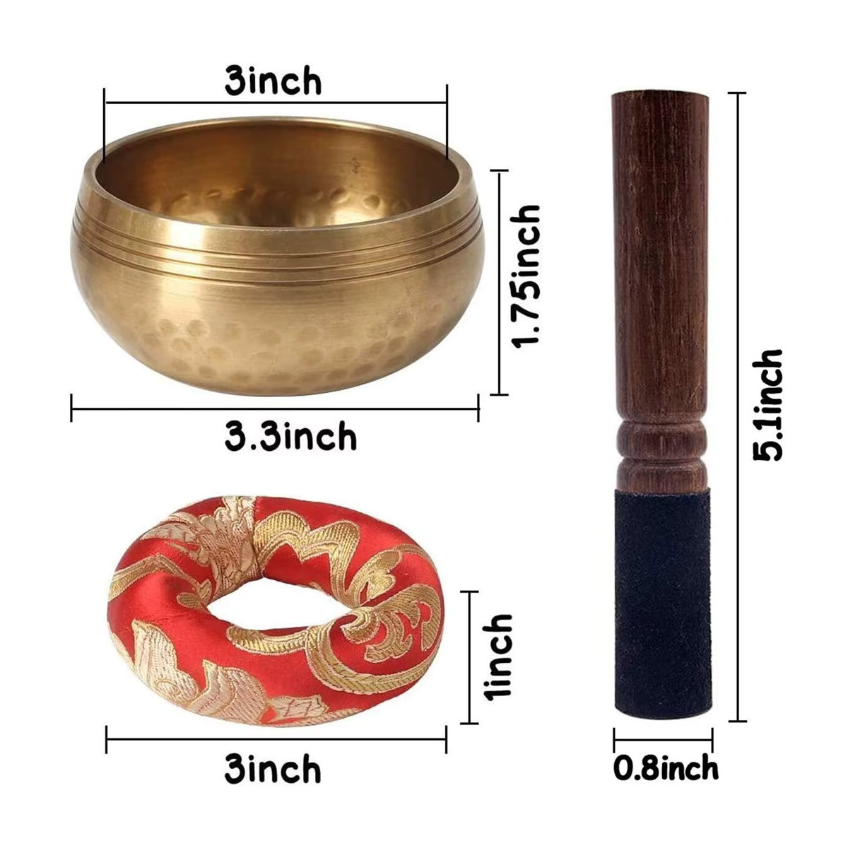 Miwayer Sing Bowl aus Messing handgemacht in Gold für Yoga und Klangtherapie - Bild 5