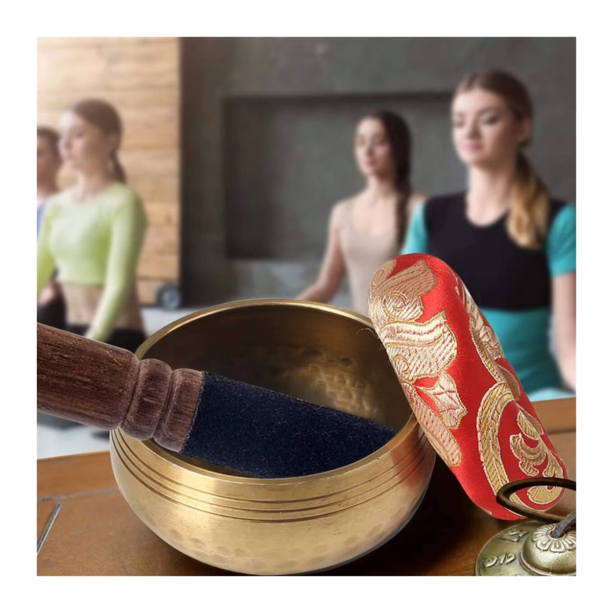 Miwayer Sing Bowl aus Messing handgemacht in Gold für Yoga und Klangtherapie - Bild 6