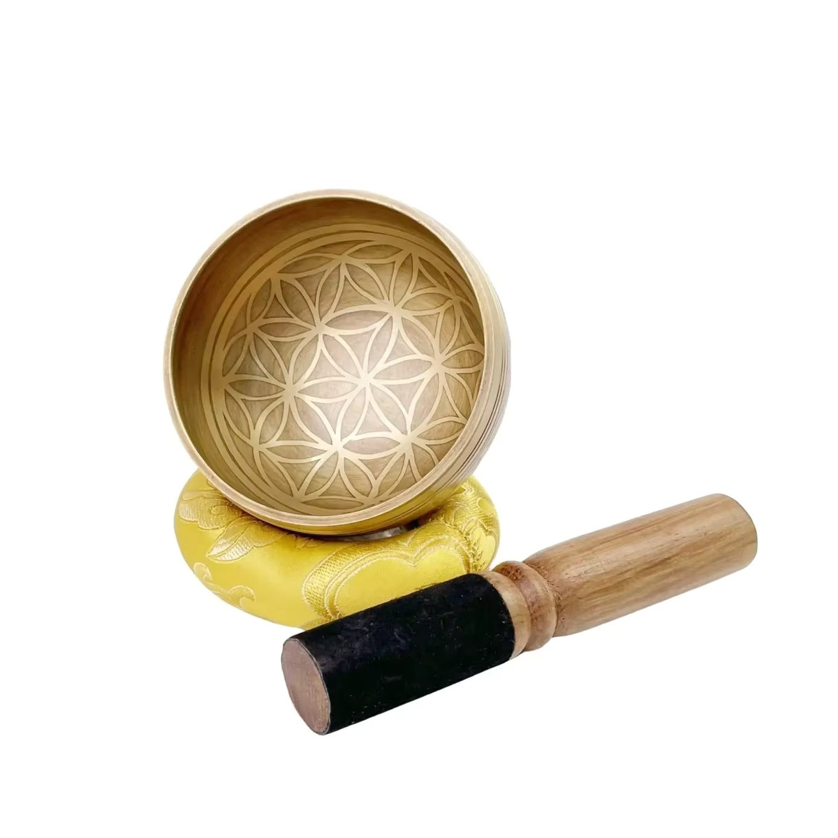 Miwayer Tibetisches Klangschalen Set Blume des Lebens in Gold für Meditation, Yoga und Achtsamkeit - Bild 6