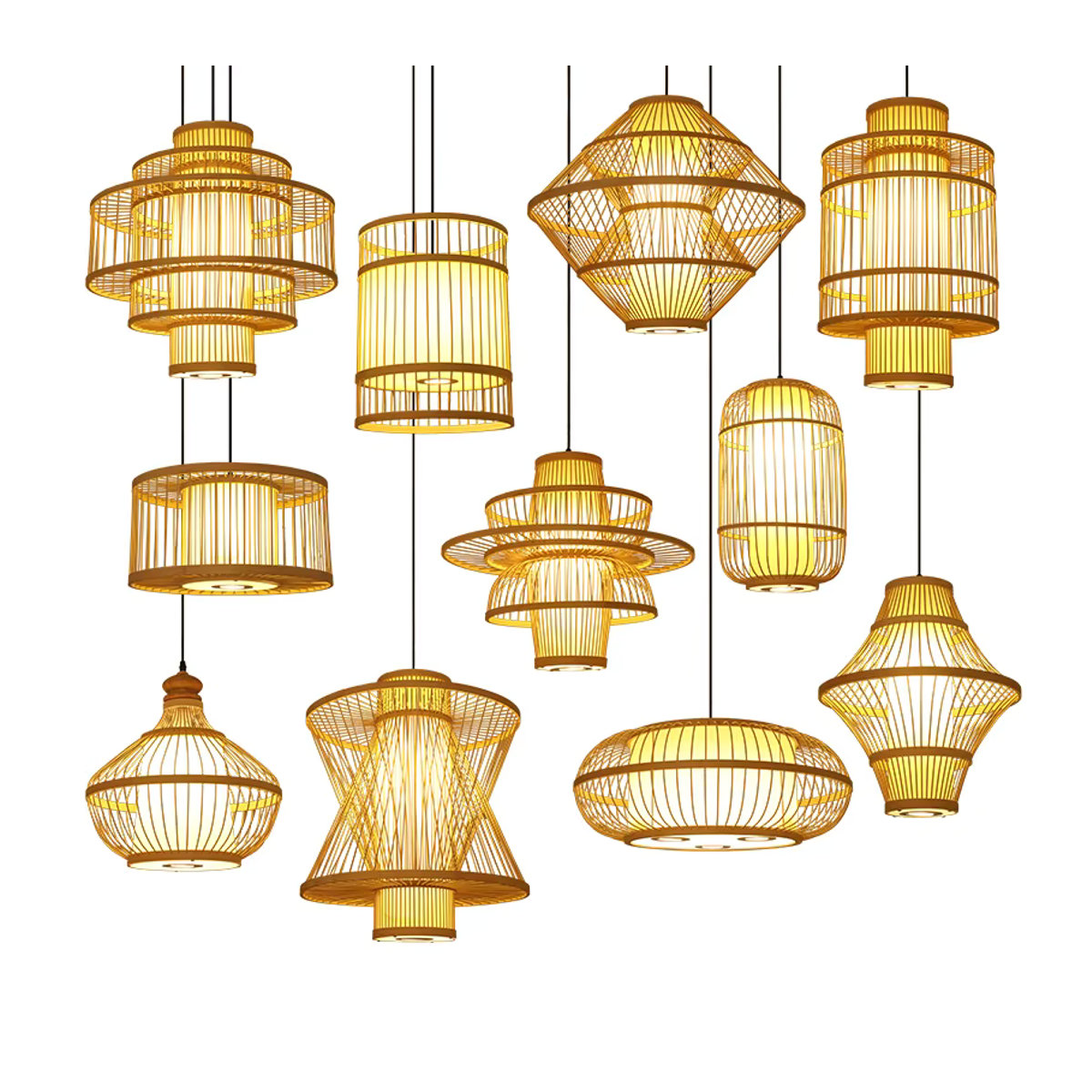Mixxar ZK50 Pendelleuchte aus natürlichem Bambus und Rattan im Bohemian Design - Bild 3