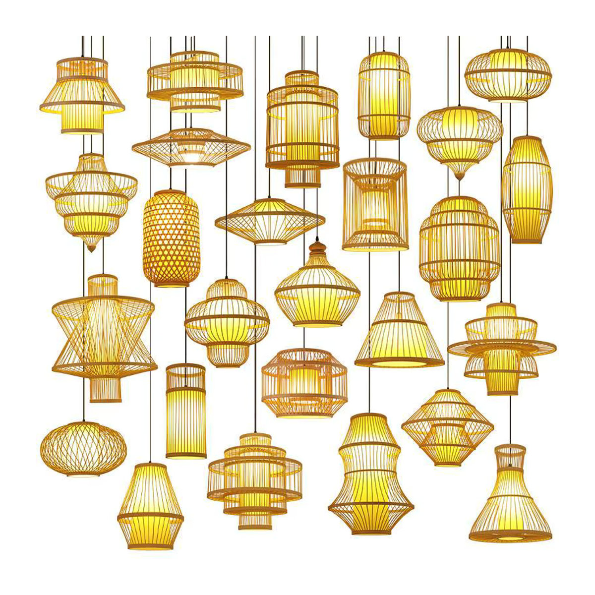 mixxar ZK50 Pendelleuchte aus natürlichem Bambus und Rattan im Bohemian Stil mit E27 Fassung, Farbe: Natur - Bild 3