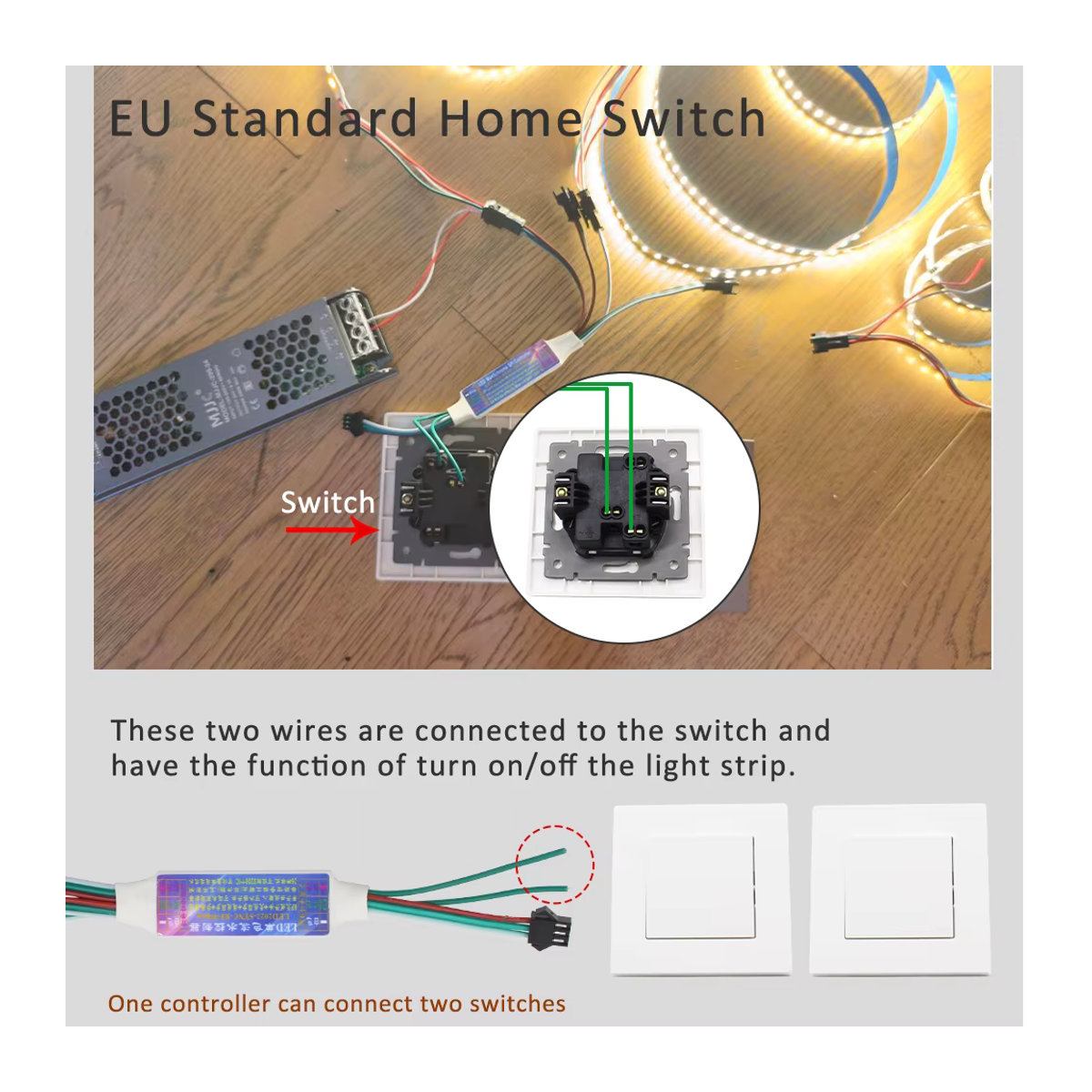 MJJC COB LED Streifenlicht Warmweiß 24V mit fließendem Wasser Effekt für Smart Switch Control Controller - Bild 3