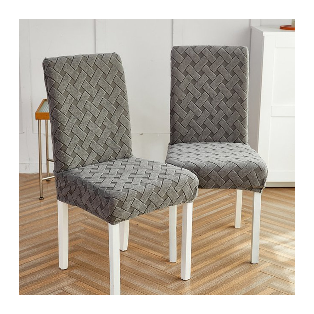 MKZOOM Jacquard Stuhlhussen aus dickem Spandex in Grau für Esszimmer, Büro und Bankett - Bild 1