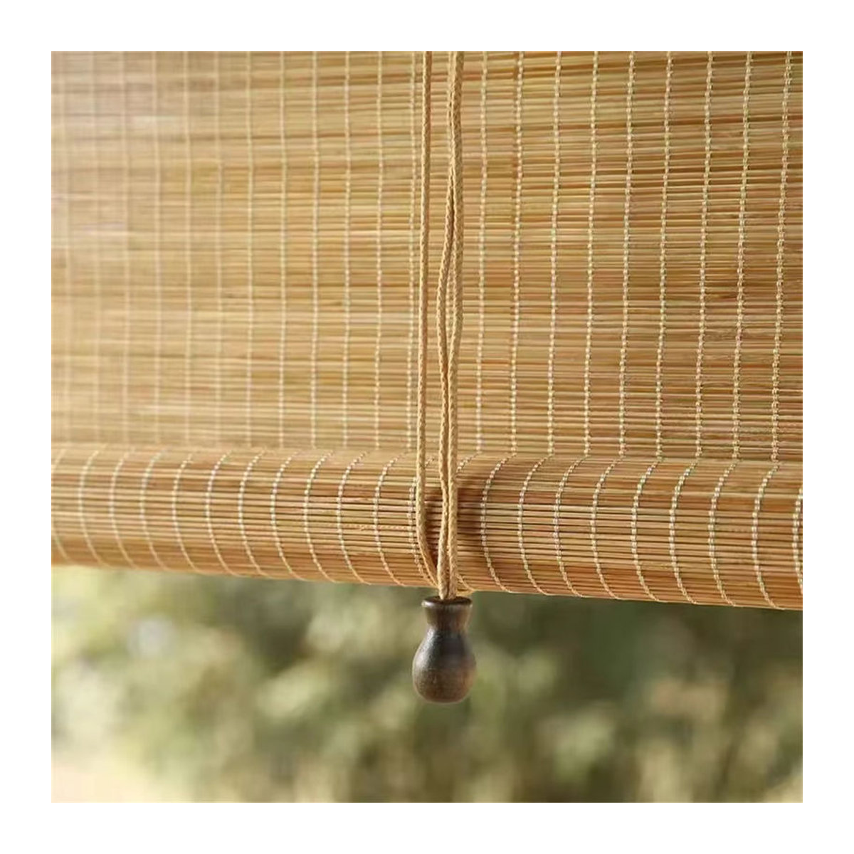 MLYJZH Bambusvorhang aus Holz als Rollo-Dekoration für Balkon und Teestube in Natur und Schwarz - Bild 4