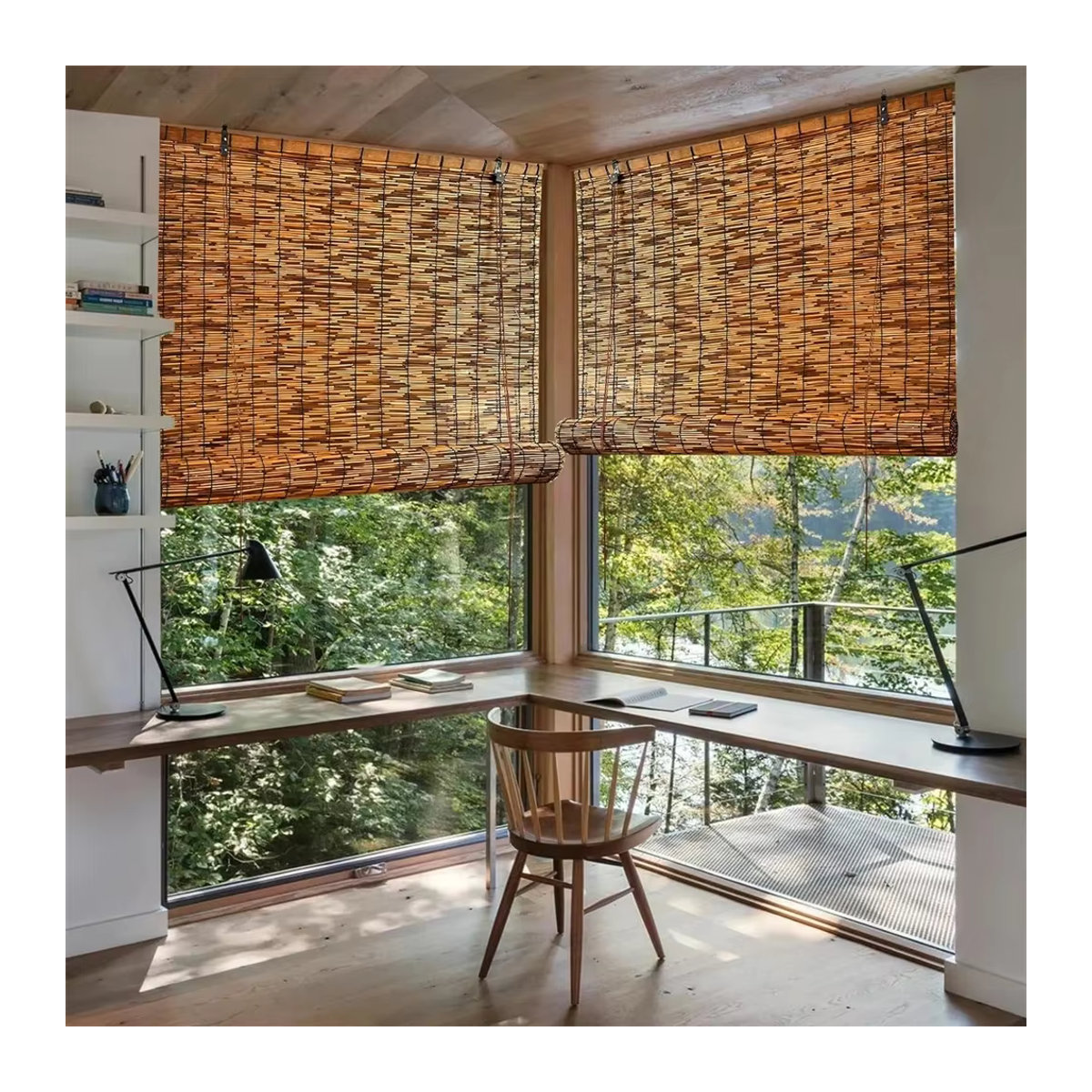 MLYJZH Rollschattierung Jalousie aus Naturholz für Fenster und Balkon - Bild 6