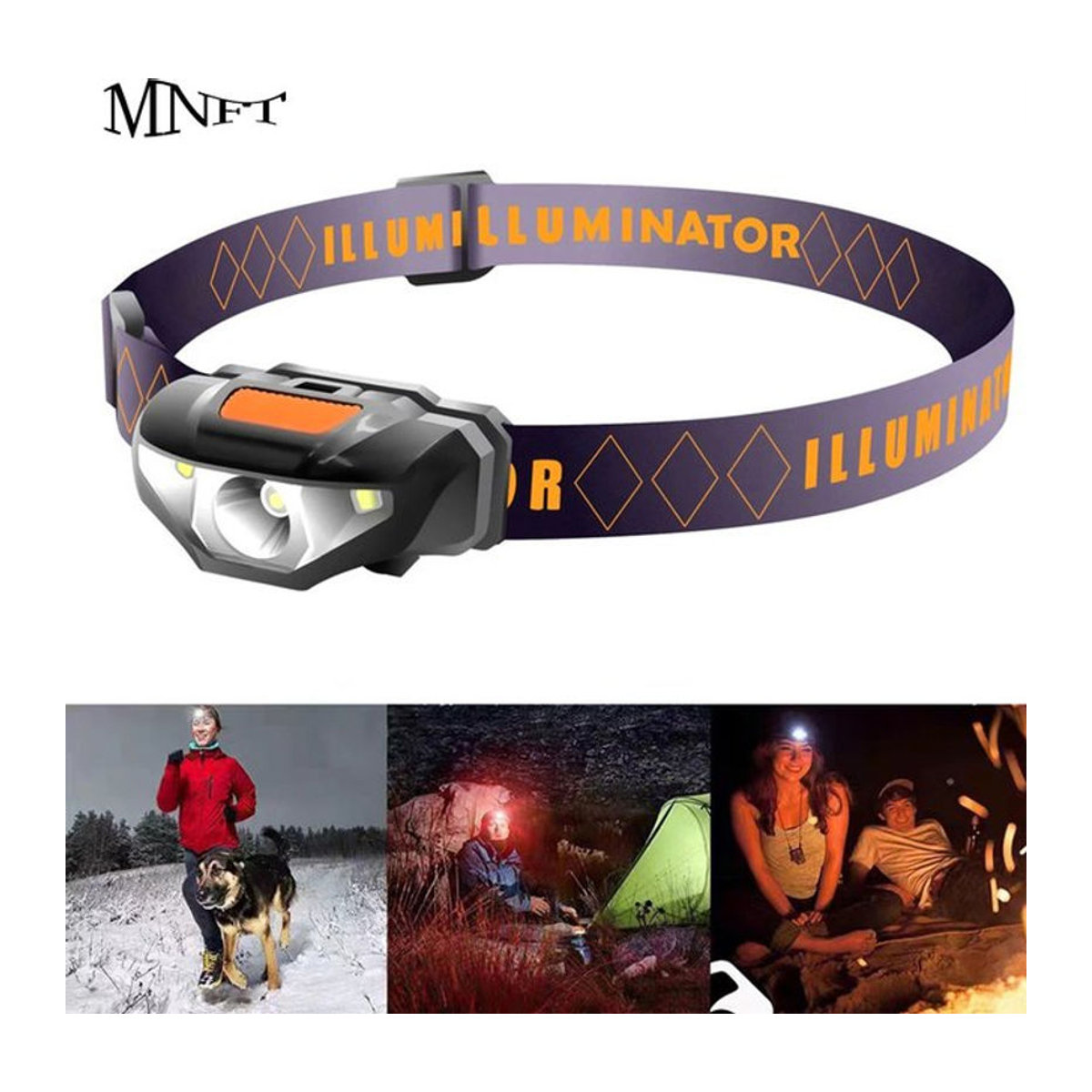 MNFT LED Outdoor Sport Notfall Scheinwerfer mit weißem Licht für Angeln und Camping - Bild 1