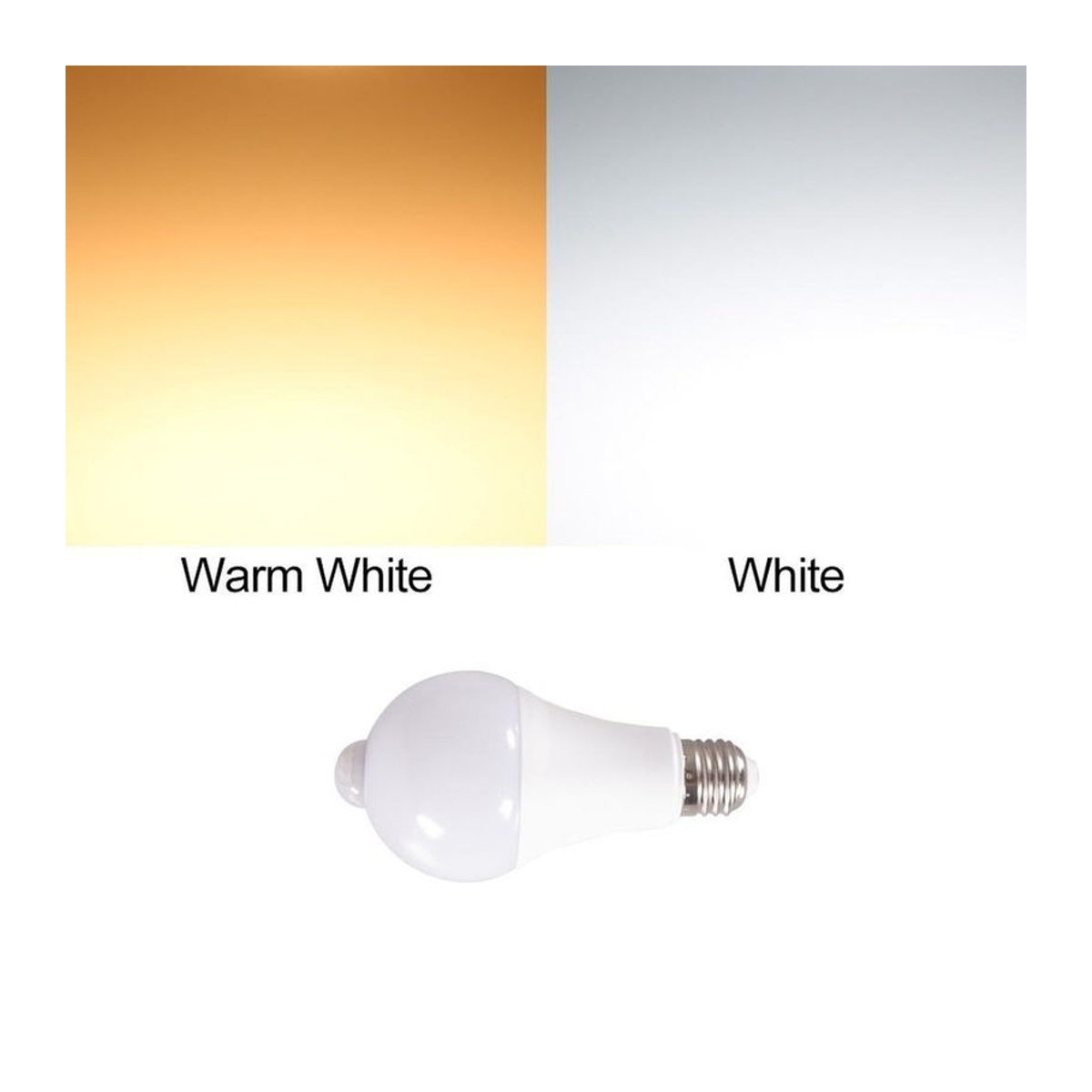 MnnWuu LED-Bewegungsmelderlampe E27 mit PIR-Sensor, Warmweiß, Aluminium - Bild 3