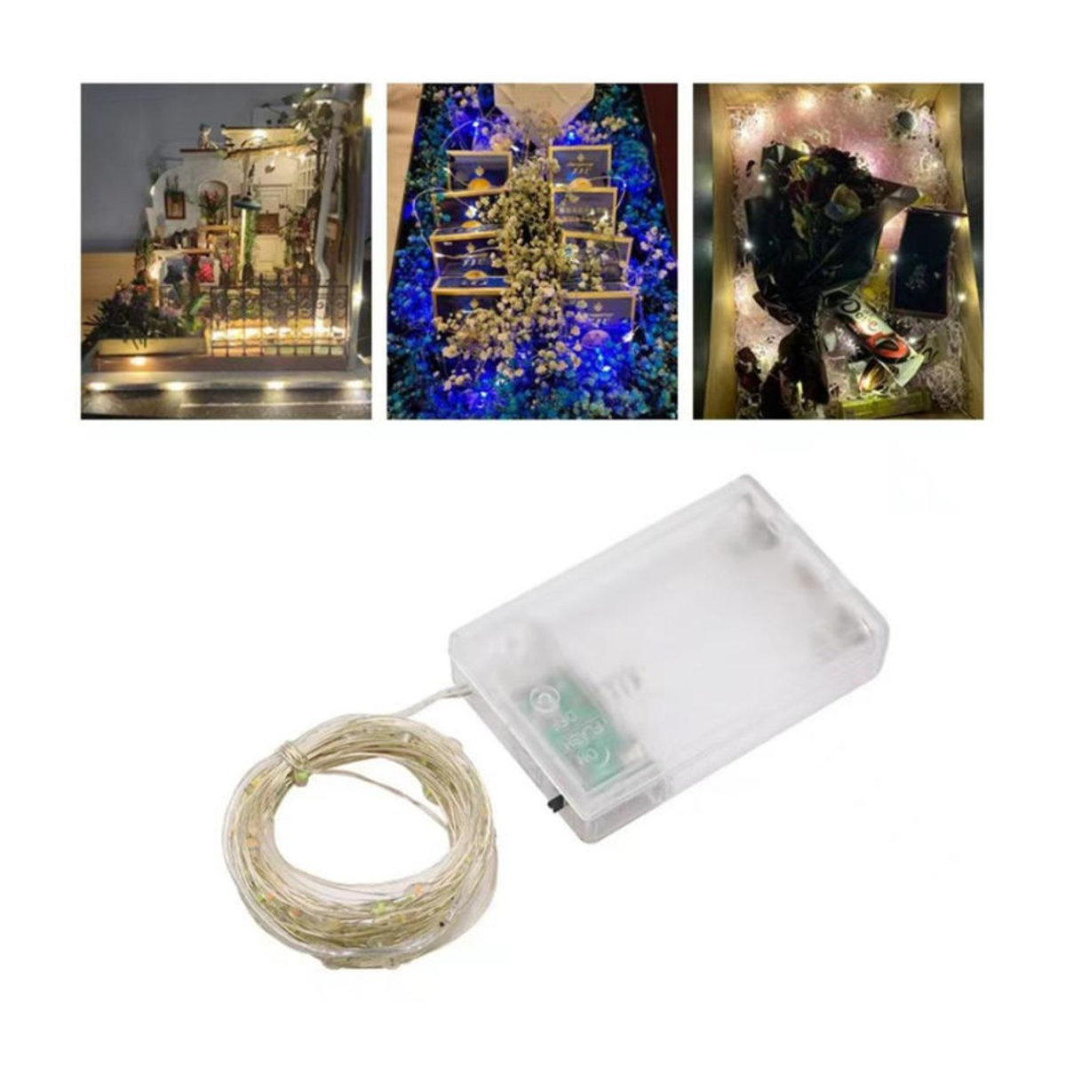 MnnWuu LED Lichterkette aus Kupferdraht in Warmweiß, wasserfeste Fairy Lights für Outdoor und Dekoration, Länge: 2 m - Bild 2
