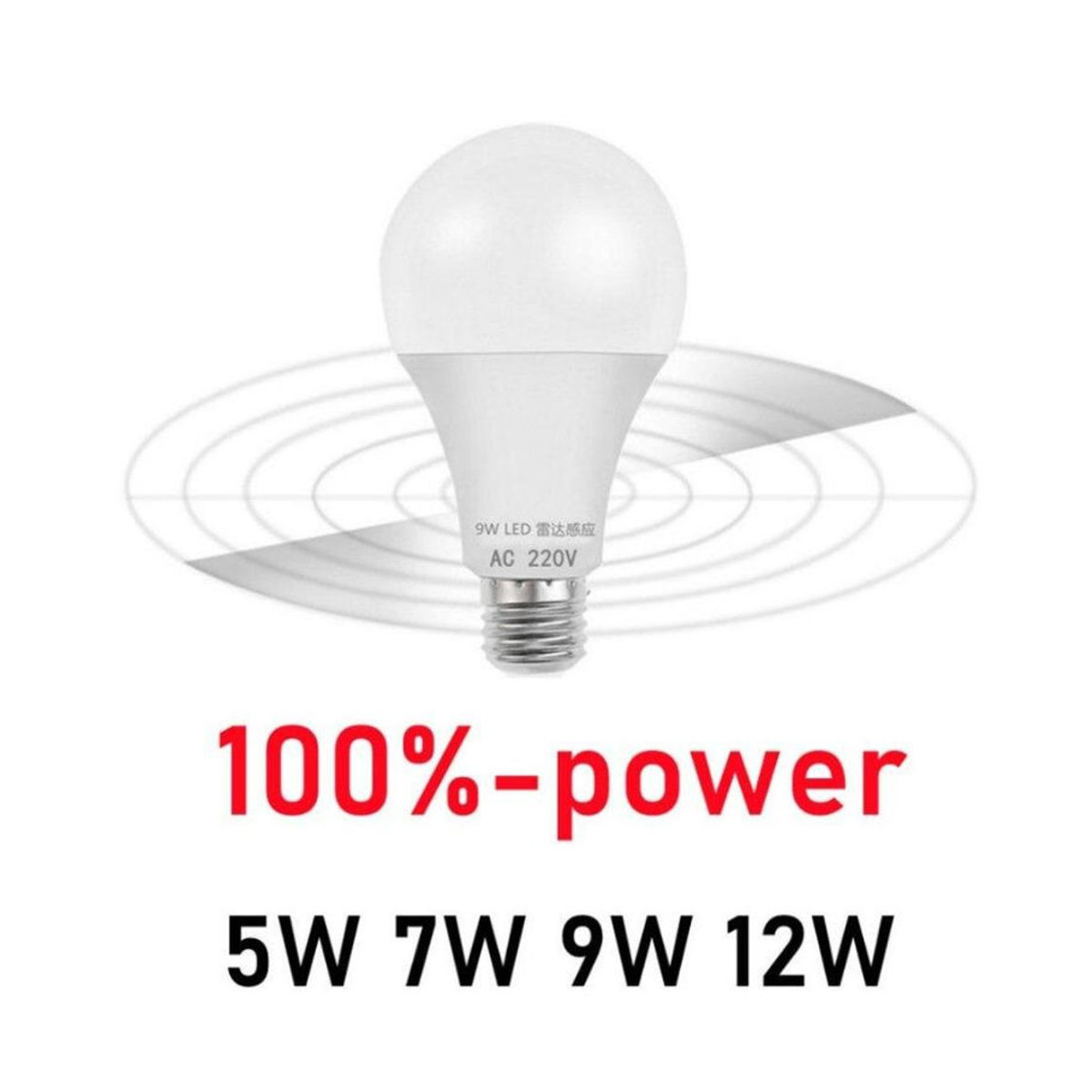 MnnWuu LED Mikrowellen-Radar-Bewegungssensor Glühbirne E27 12W Weiß - Bild 4