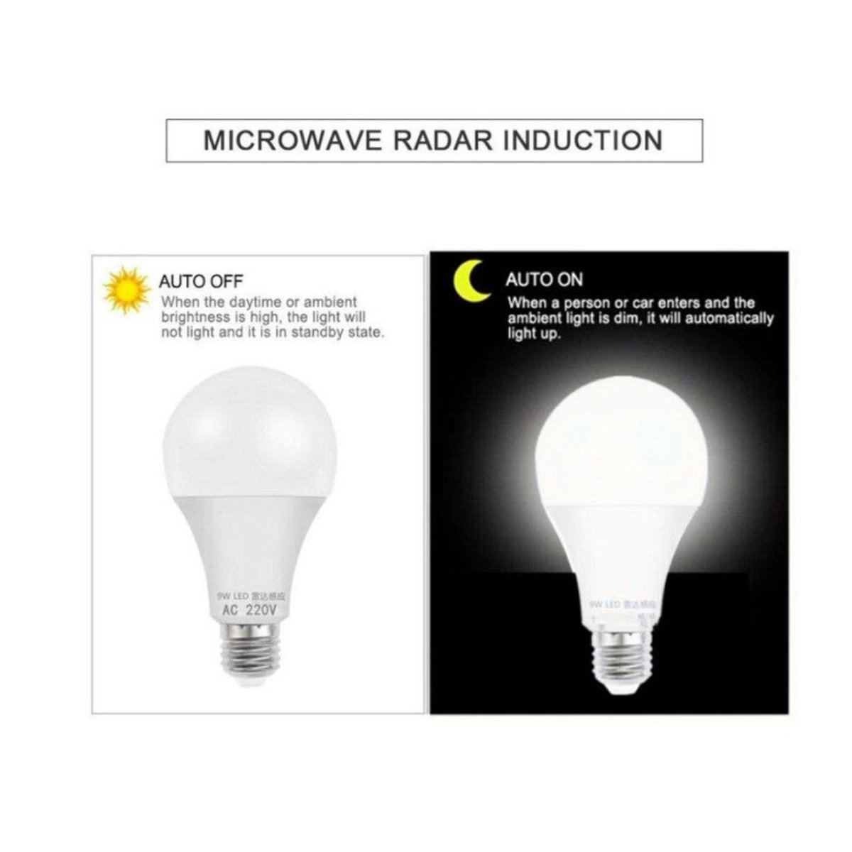 MnnWuu LED Mikrowellen-Radar-Bewegungssensor Glühbirne E27 12W Weiß - Bild 5