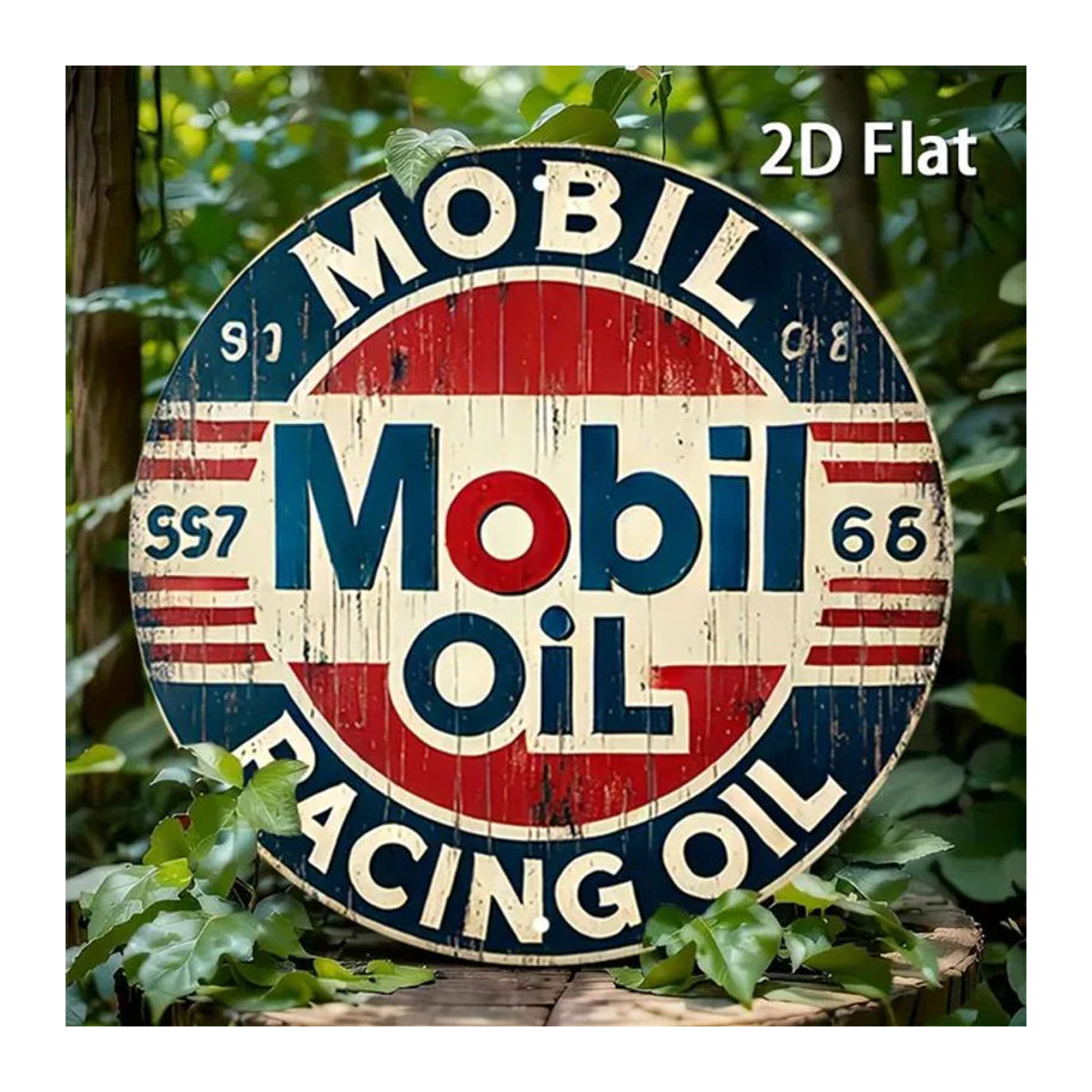 Mobil Vintage Öl Rundes Blechschild aus Metall in Mehrfarbig für deine Wanddekoration - Bild 1