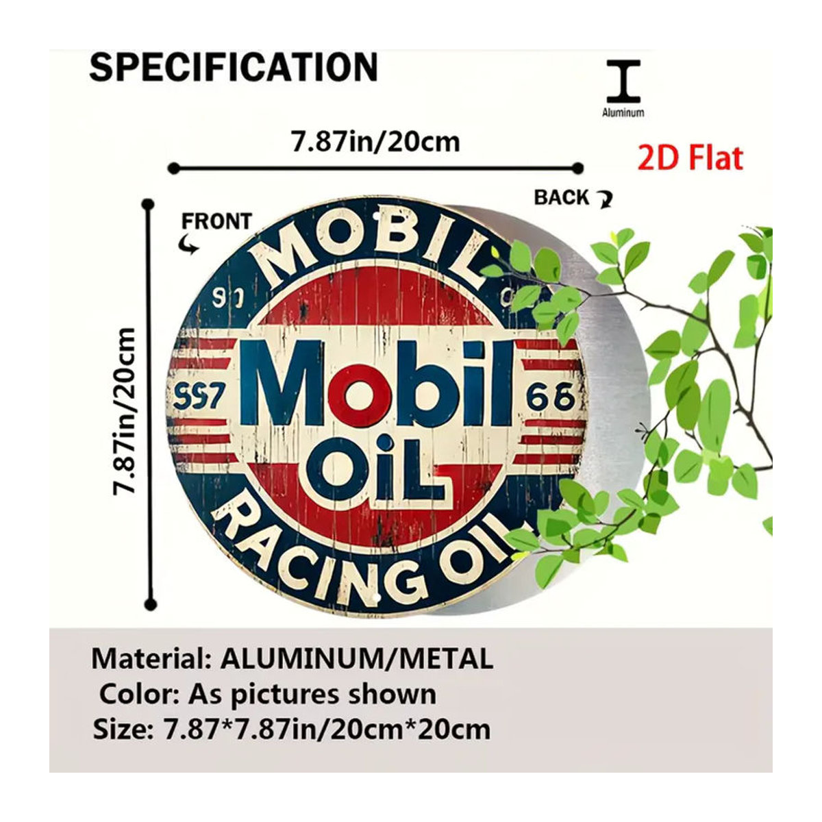 Mobil Vintage Öl Rundes Blechschild aus Metall in Mehrfarbig für deine Wanddekoration - Bild 2