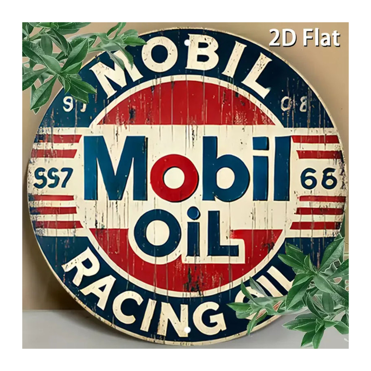 Mobil Vintage Öl Rundes Blechschild aus Metall in Mehrfarbig für deine Wanddekoration - Bild 3