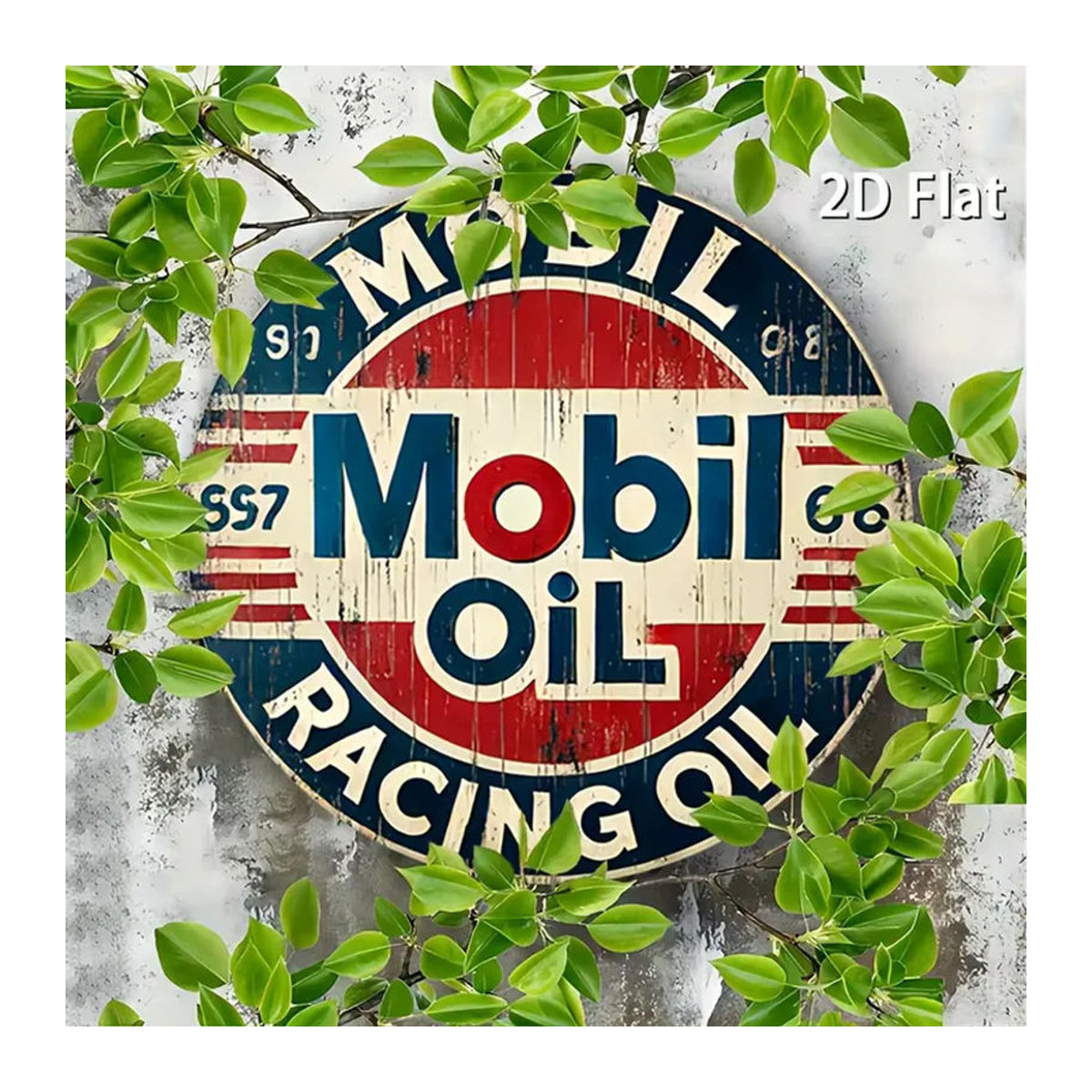 Mobil Vintage Öl Rundes Blechschild aus Metall in Mehrfarbig für deine Wanddekoration - Bild 4