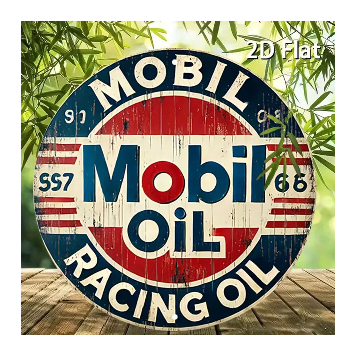 Mobil Vintage Öl Rundes Blechschild aus Metall in Mehrfarbig für deine Wanddekoration - Bild 5