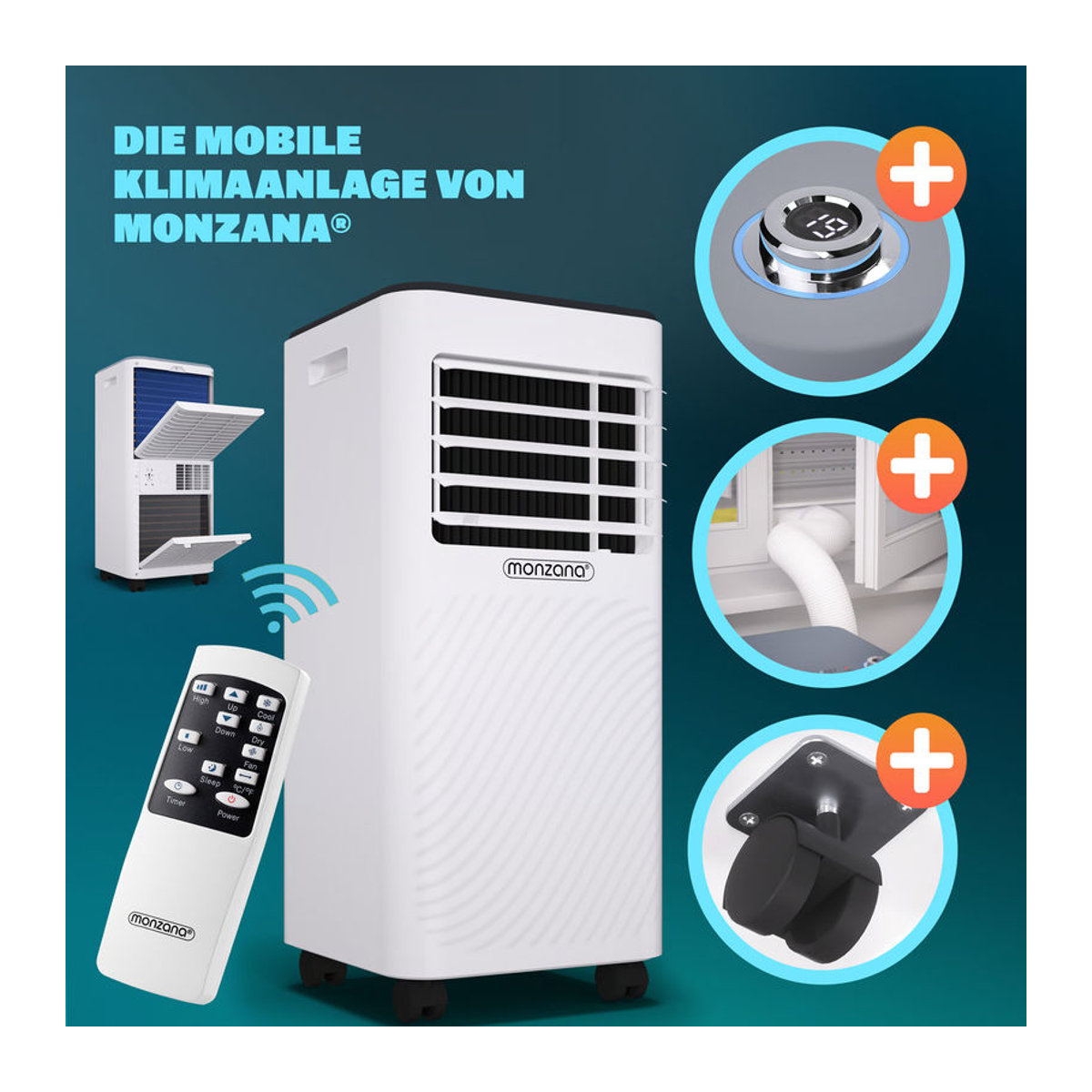 Mobile Klimaanlage MONZANA MZKA2000 Weiß mit Fernbedienung aus Kunststoff - Bild 5