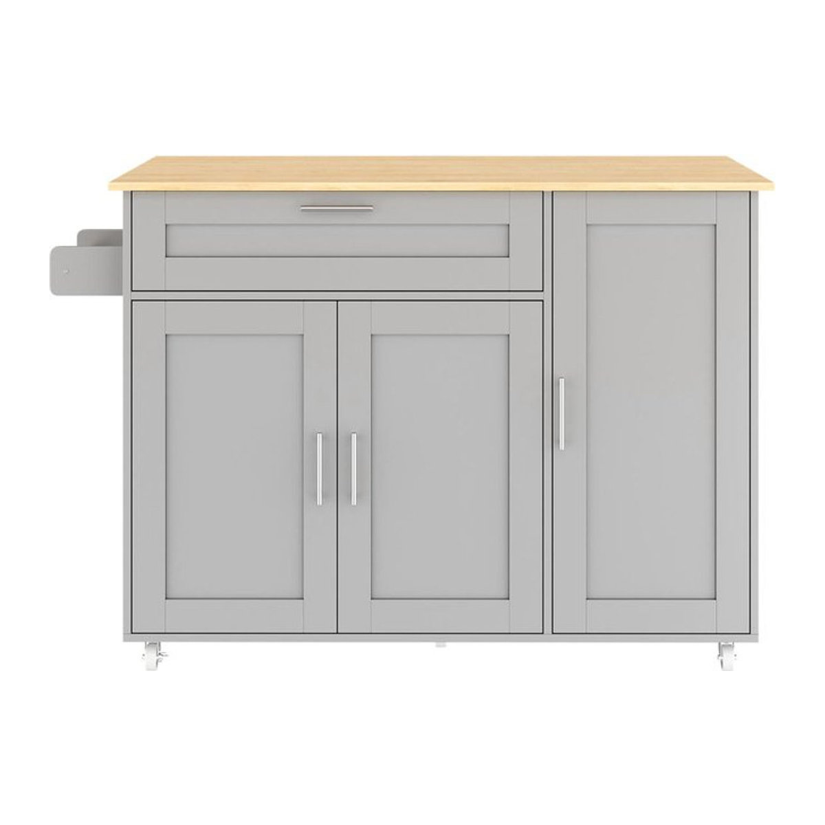 Mobiler Küchentisch von TG Electrical DE in Grau mit ausklappbarer Arbeitsplatte, Schublade, Gewürzregal und Handtuchhalter, B/T/H: 132,5 x 44/70 x 90 cm - Bild 1